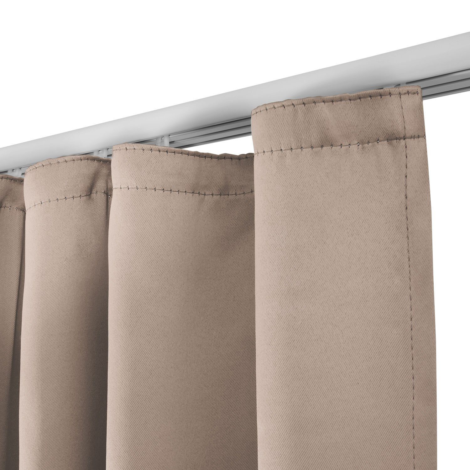 Beautissu Vorhang 2er Set Blackout Vorhang Blickdicht Sand Amelie BK, 140x245cm, Kräuselband Gardine Set mit Universalband für Lange Fenster – Bild 2 von 4