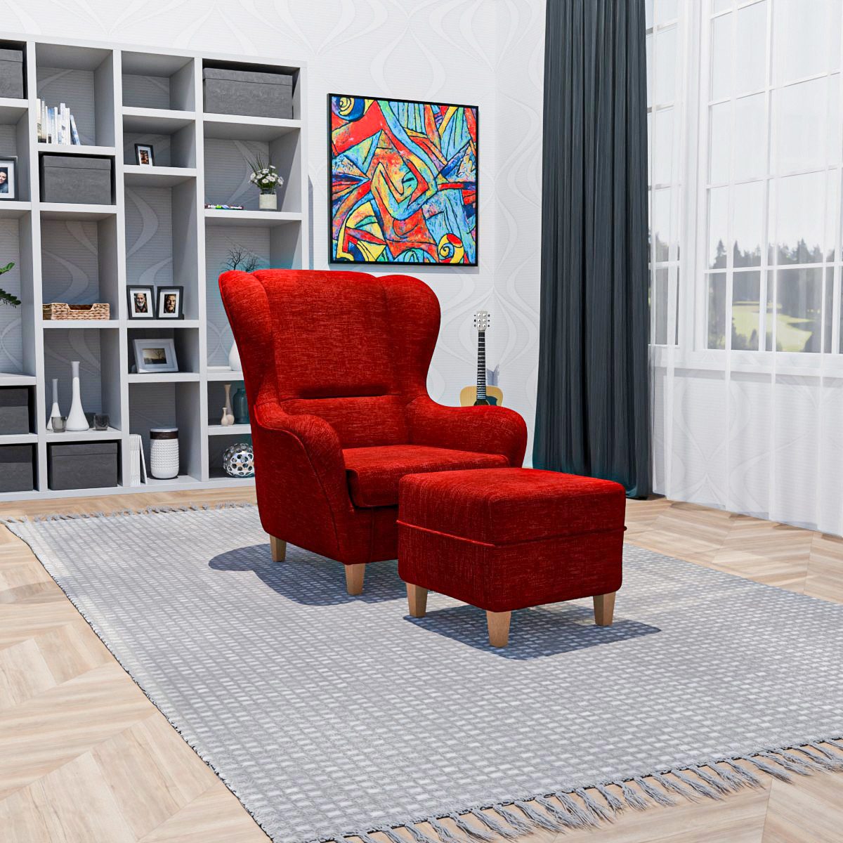 Supellex Ohrensessel Sofia Relaxsessel mit Hocker günstig online kaufen