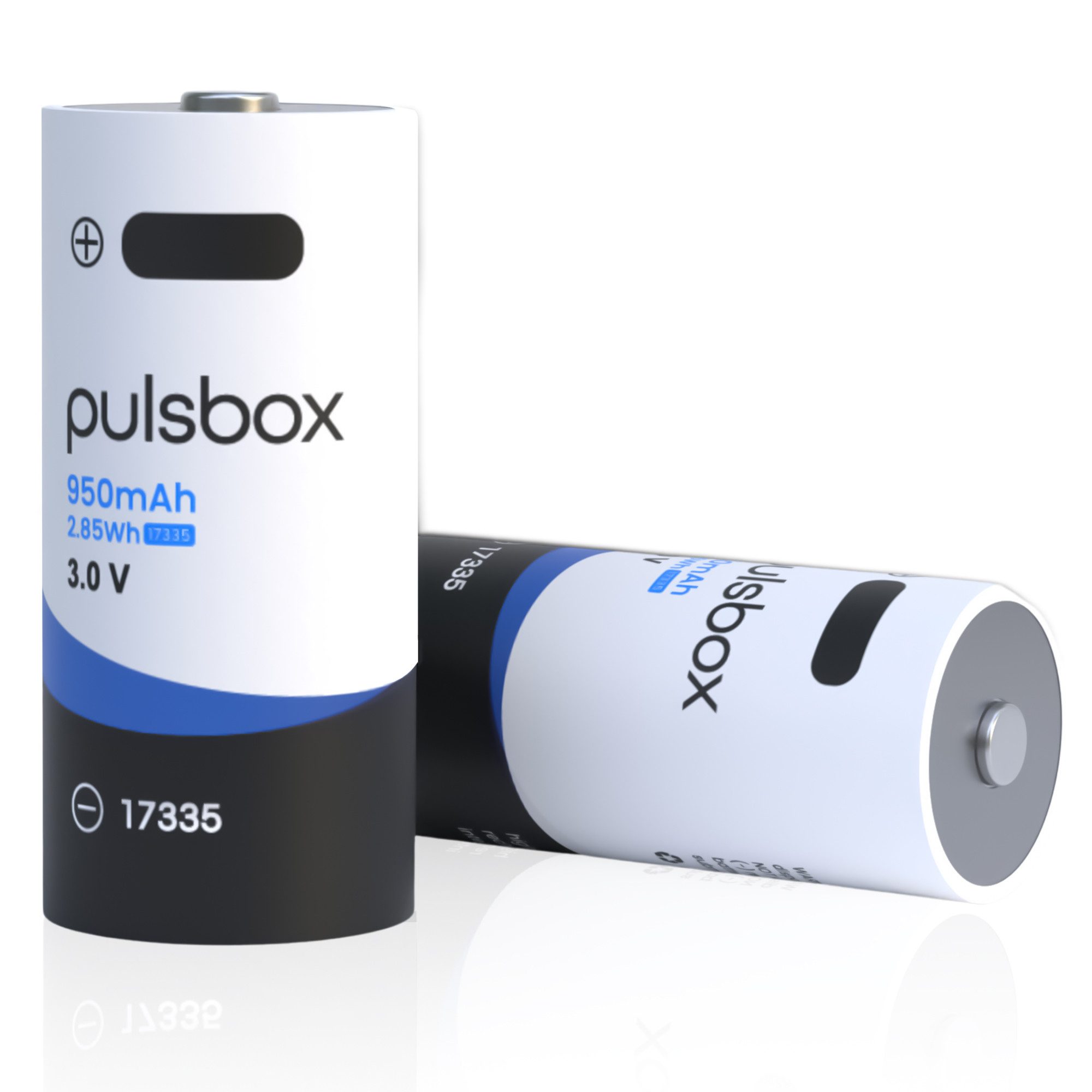 pulsbox RCR123A Akku Li-Ion 3.0V - 3.7V 950mAh USB-C wiederaufladbar Akku, - passend für CR123A 16340 Geräte