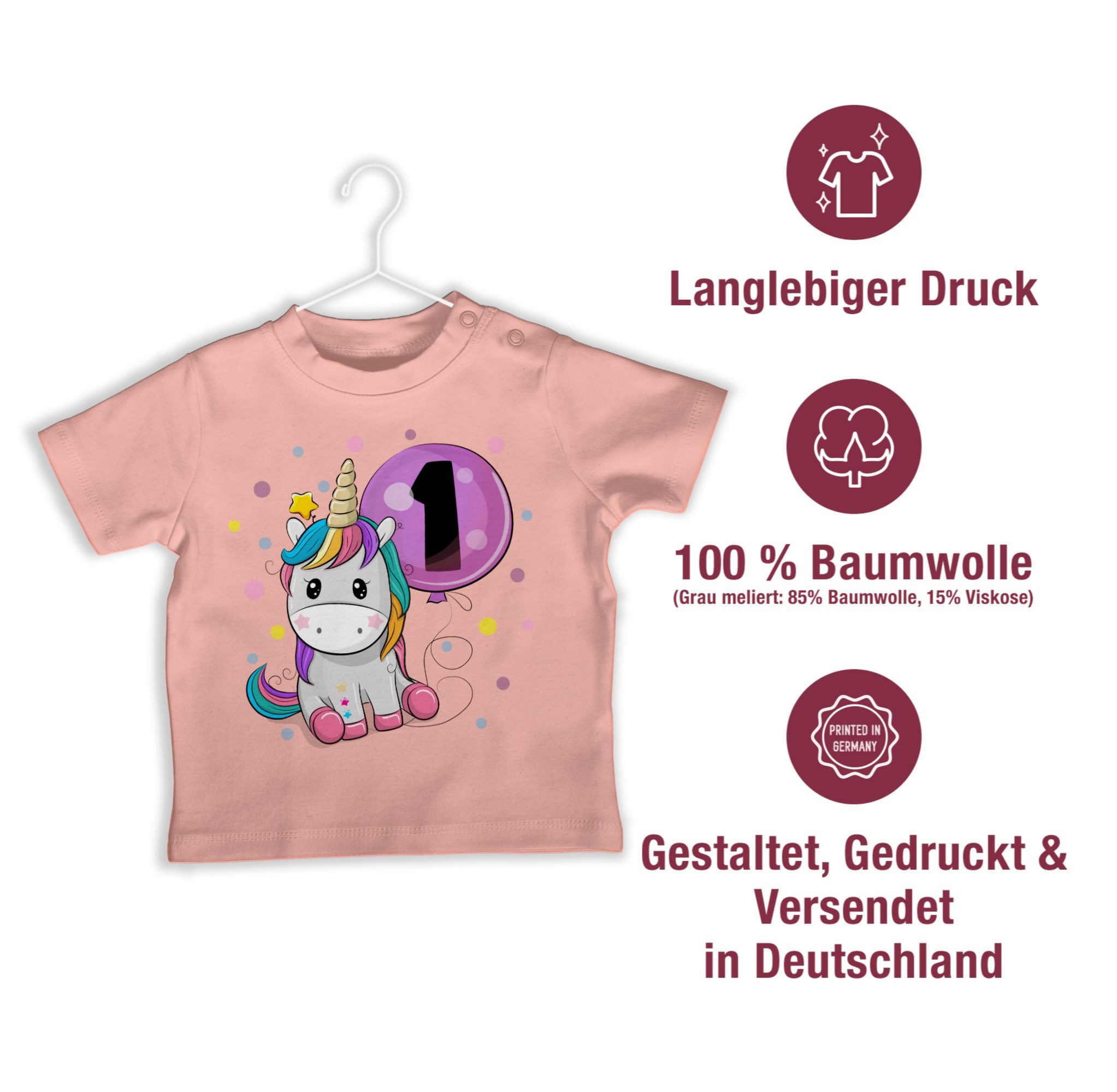 Shirtracer T-Shirt Einhorn 1 Geburtstag Mädchen Kindergeburtstag 1 Jahre 1. Geburtstag