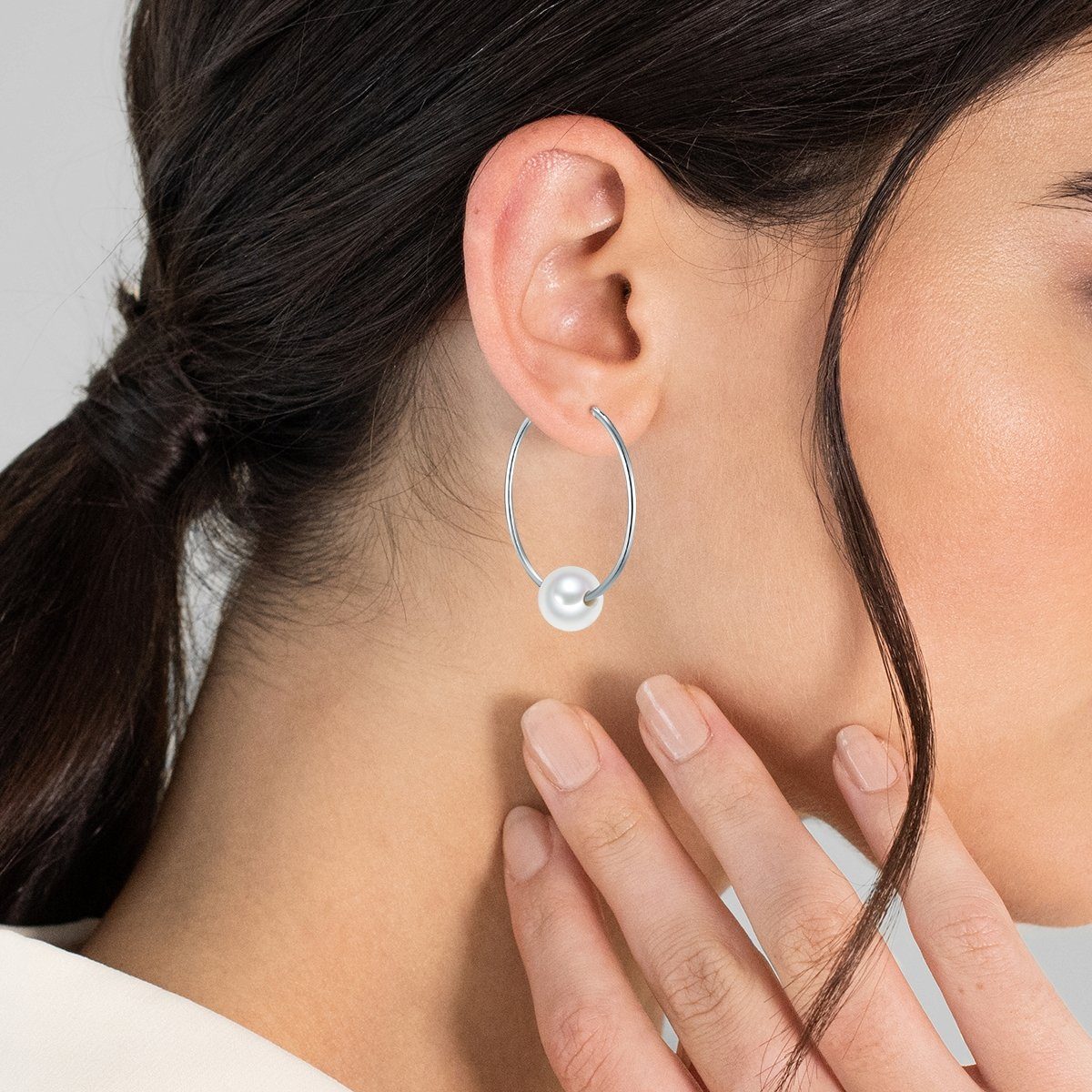 Valero Pearls Paar Creolen silber, mit günstig online kaufen