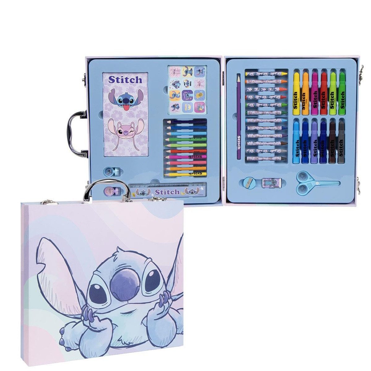 Disney Farbkasten Stitch Malset Kreativkoffer Ausmalkoffer für Schule Freizeit