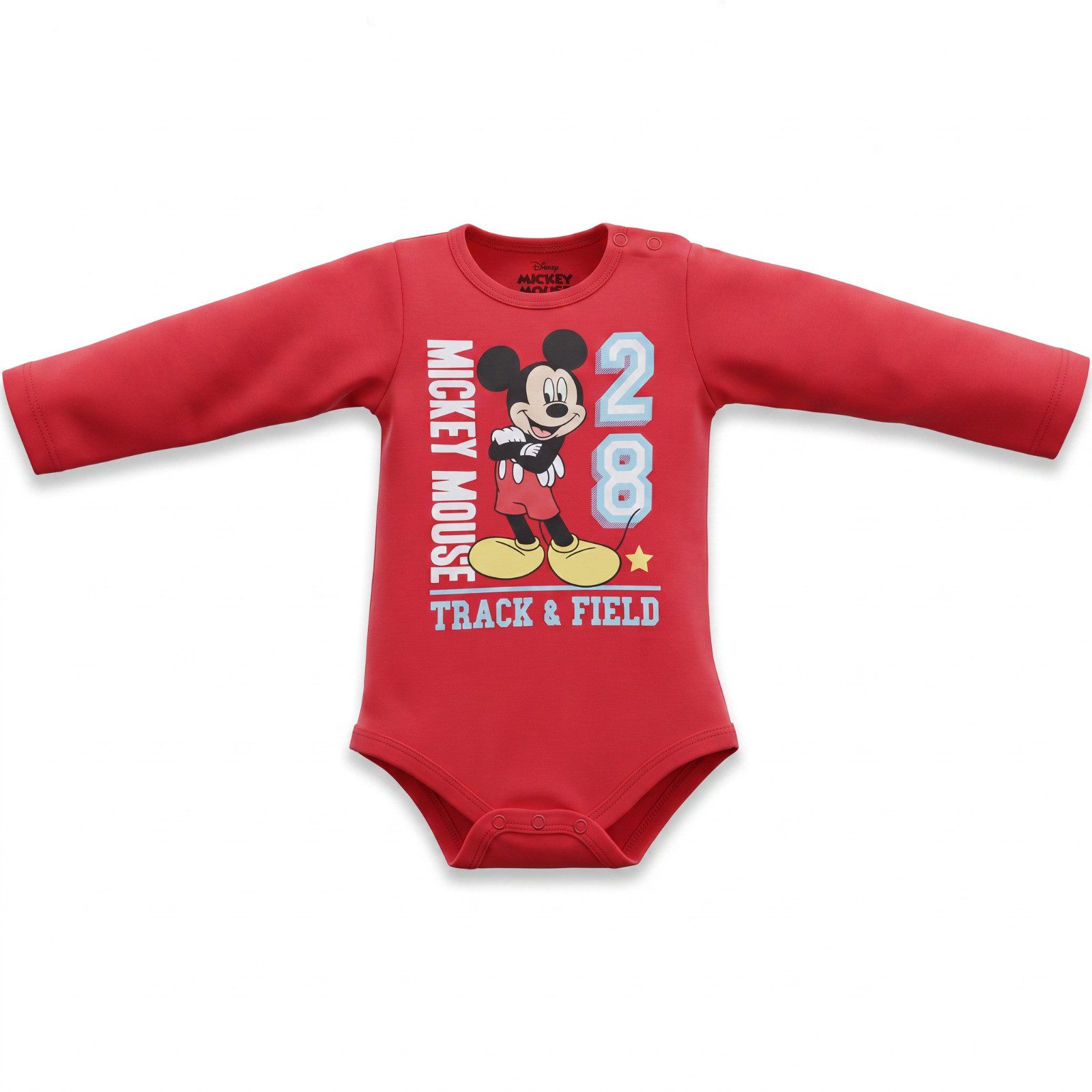 Disney Strampler Disney Mickey Maus Baby Langarmbody Rot Gr. 68/80 Baumwollmix