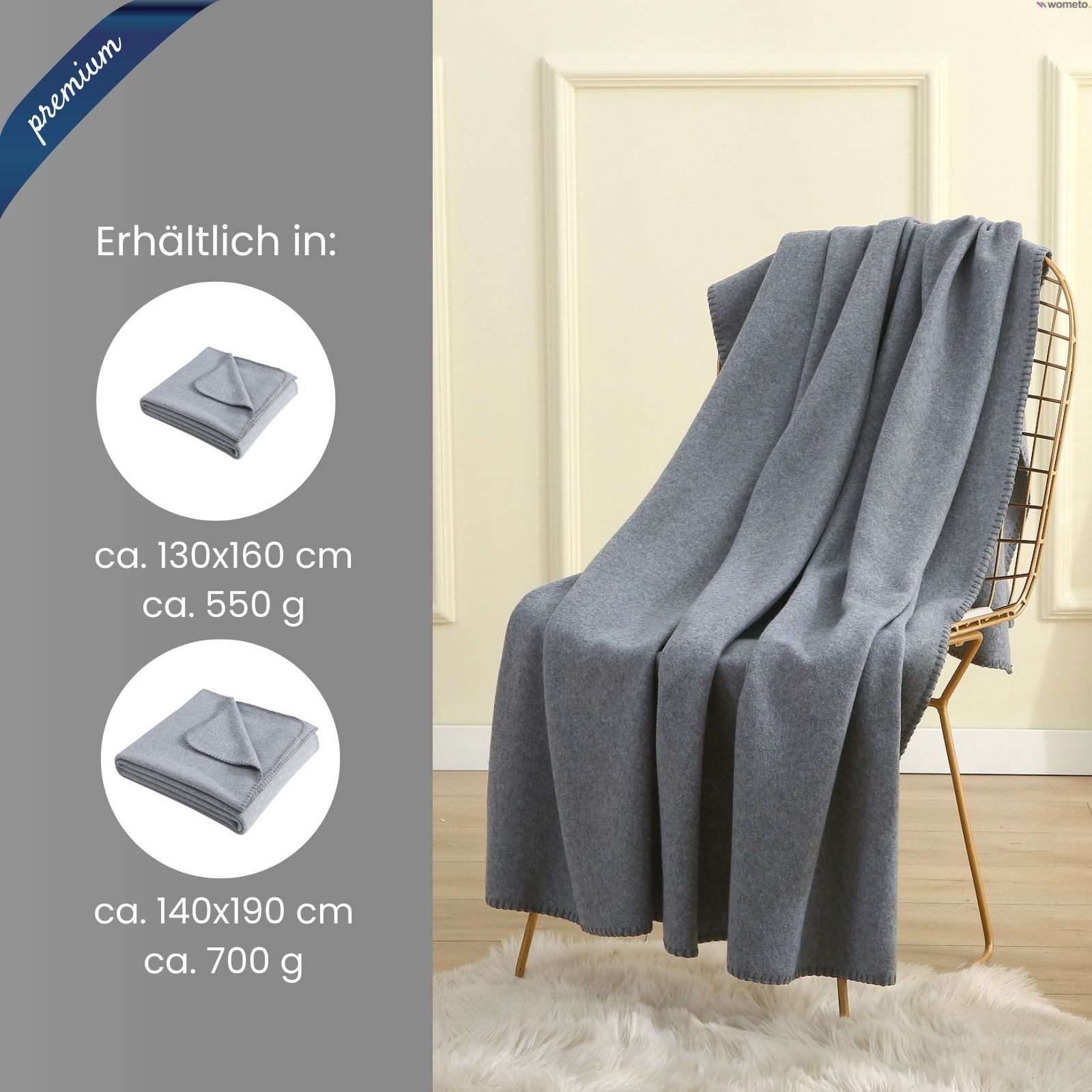 Wohndecke Premium-Fleecedecke in 2 Größen, extra dick, wometo, OEKO-TEX®, e günstig online kaufen