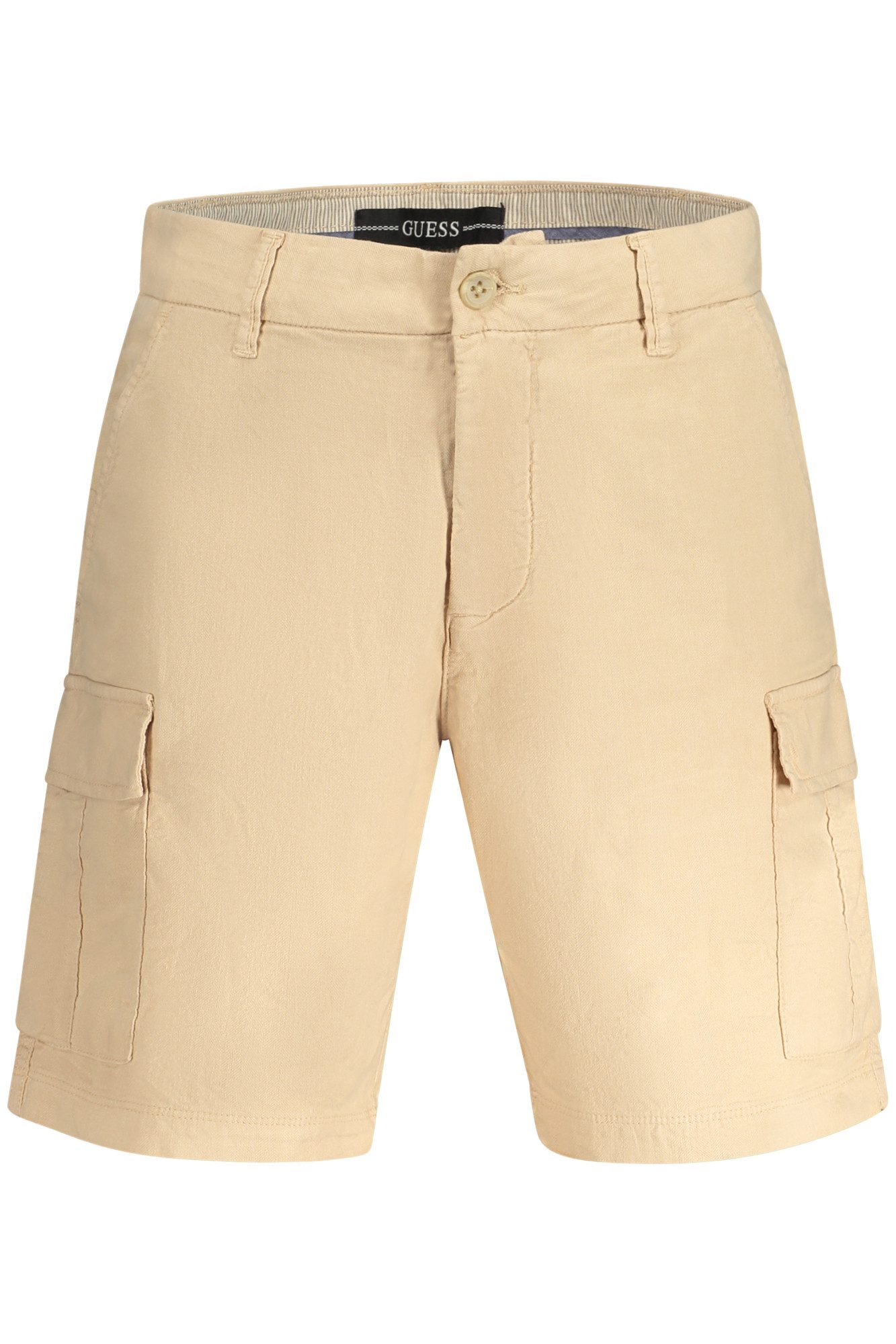 GUESS JEANS 5-Pocket-Hose Herren Bermuda-Shorts Beige mit Taschen und Logo