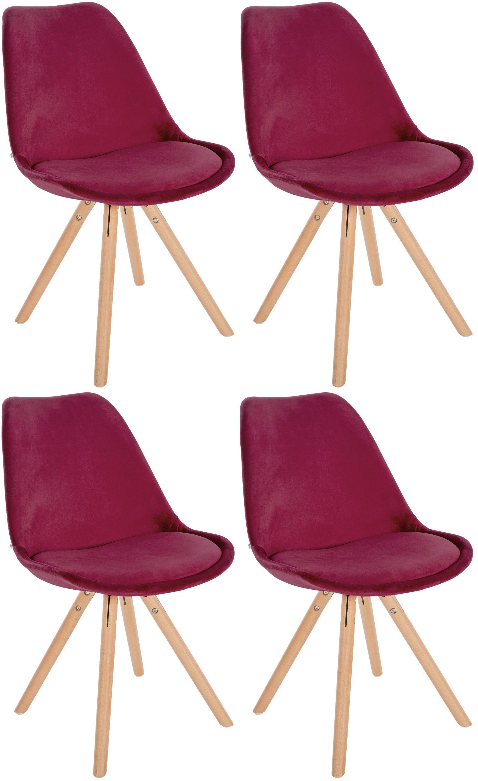 CLP Esszimmerstuhl Stühle Sofia Samt (4er Set), mit Holzgestell