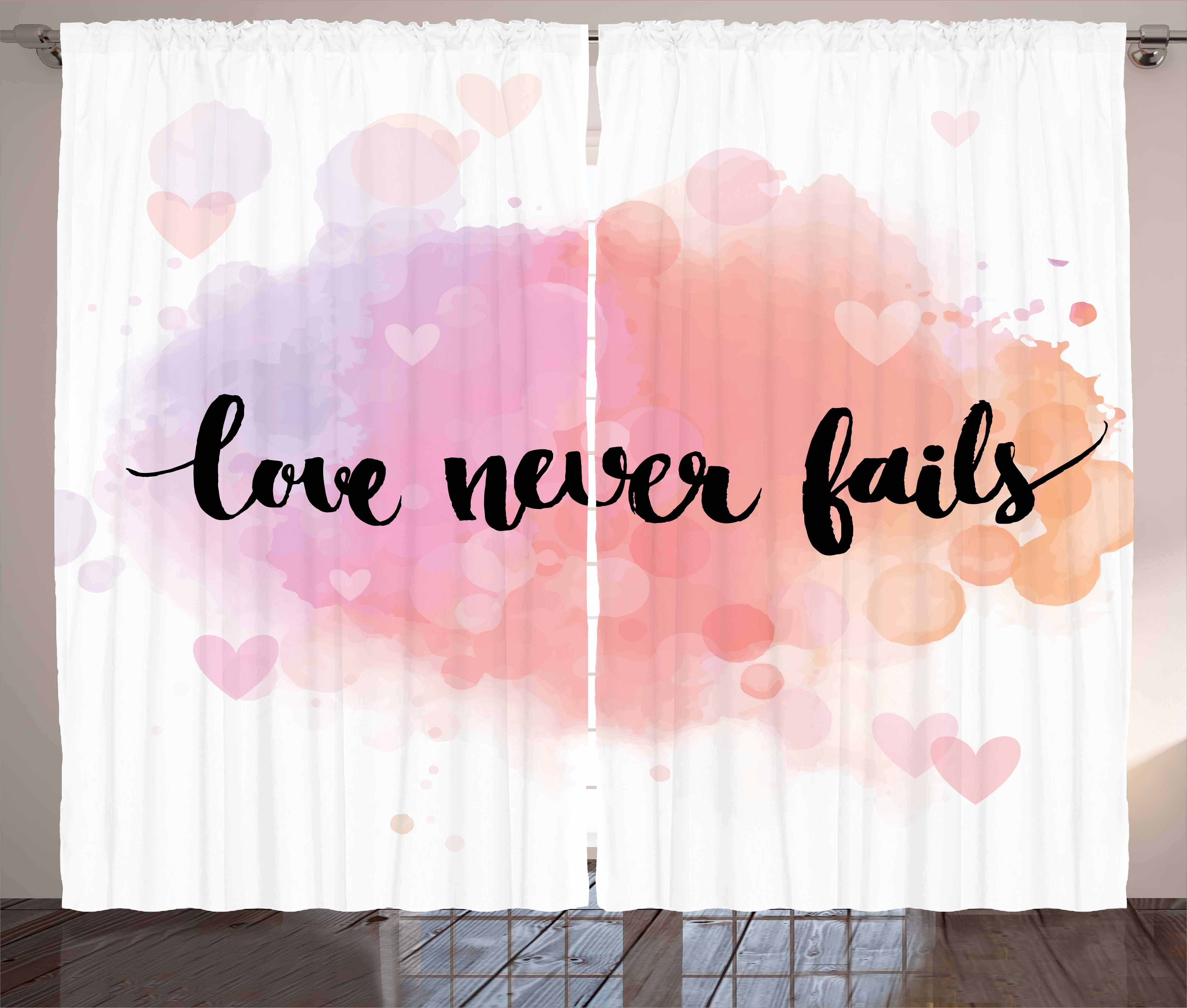 Gardine Schlafzimmer Kräuselband Vorhang mit Schlaufen und Haken, Abakuhaus, Zitat Bokeh Love Never Fails