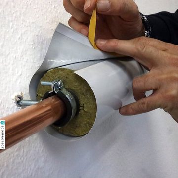 Scorprotect® Steinwolle PVC Folienzuschnitt selbstklebend hellgrau für gedämmte Rohre