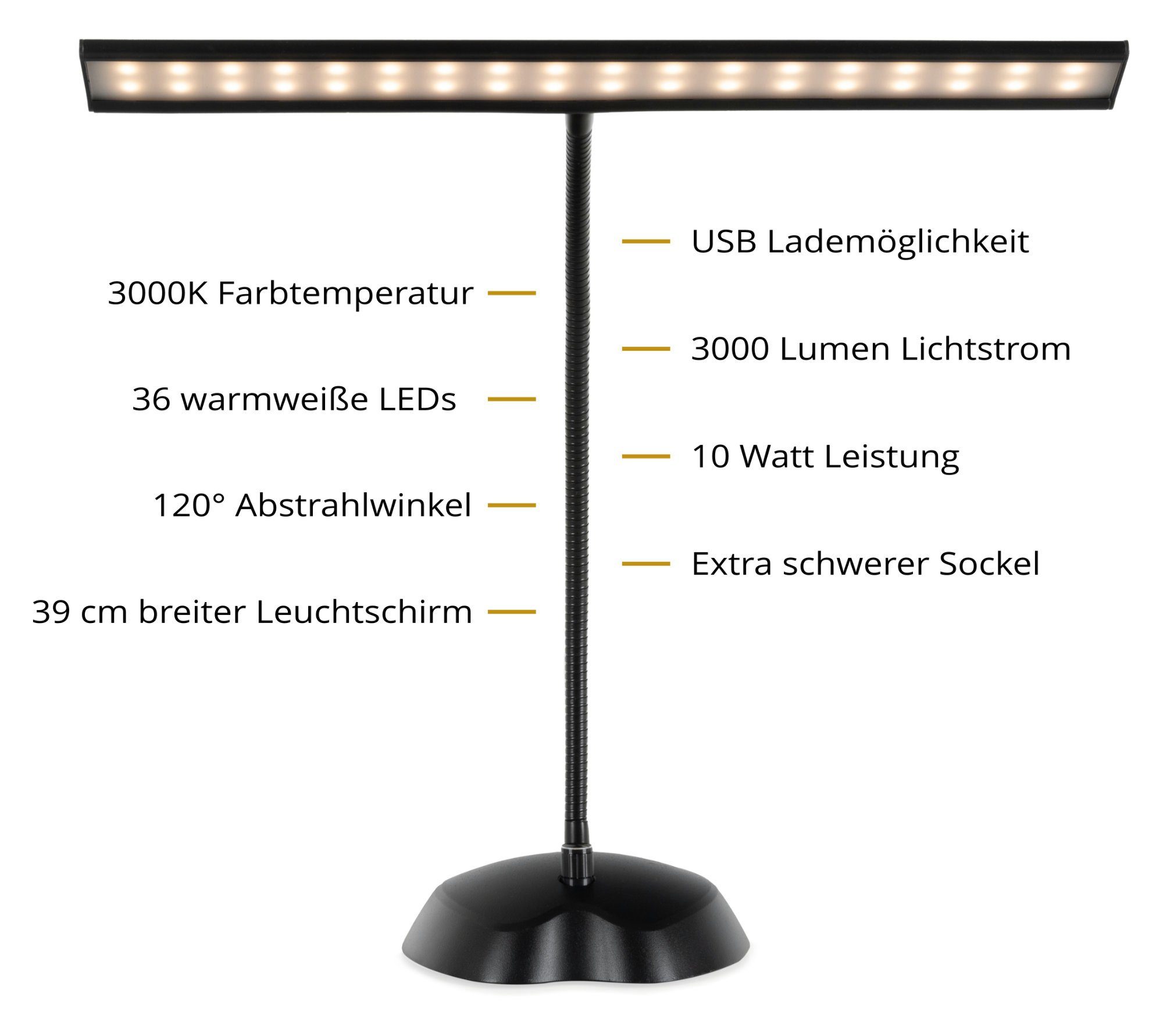 Classic Cantabile Digitalpiano 12220 Dimmbare Pianoleuchte, Pianolampe mit 36 helle LEDs, stufenlos dimmbar