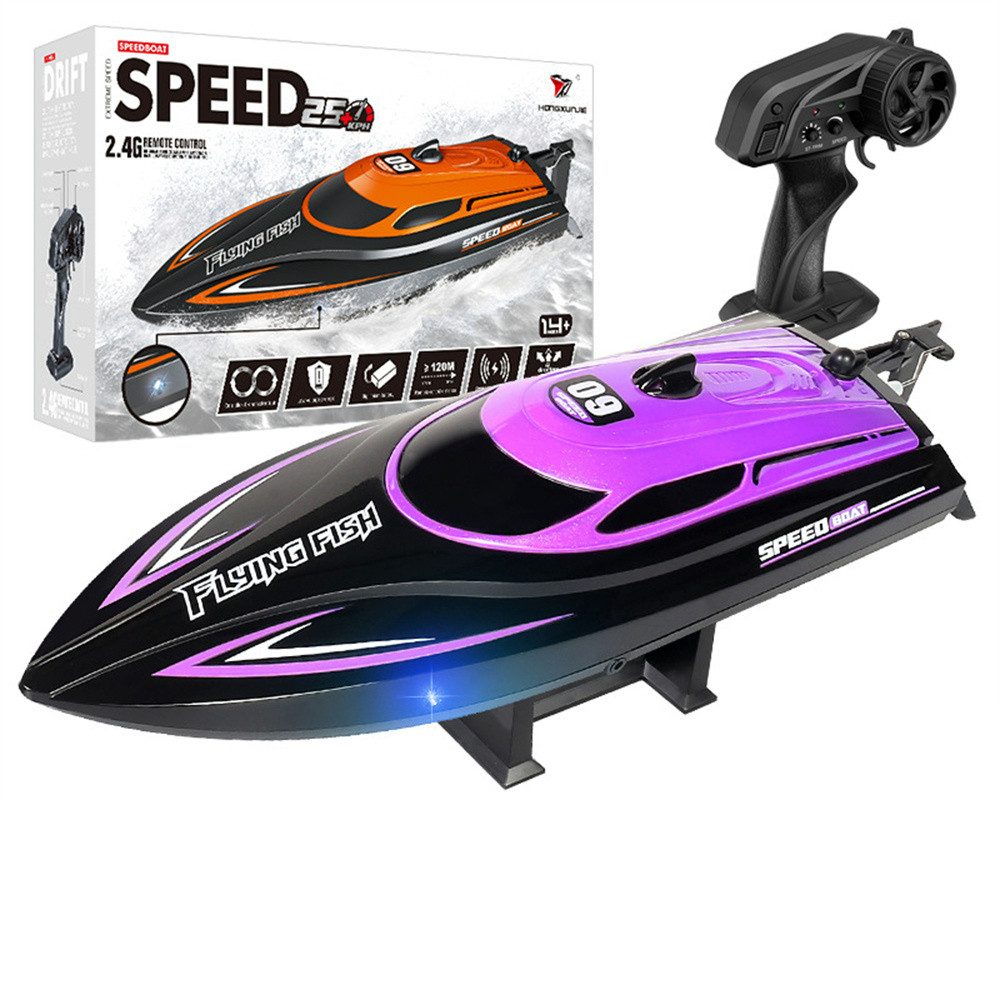 Insma RC-Boot (2,4 GHz Ferngesteuerte Schiffe Schnellboot), 4 Kanäle 25 km/h mit LED Licht