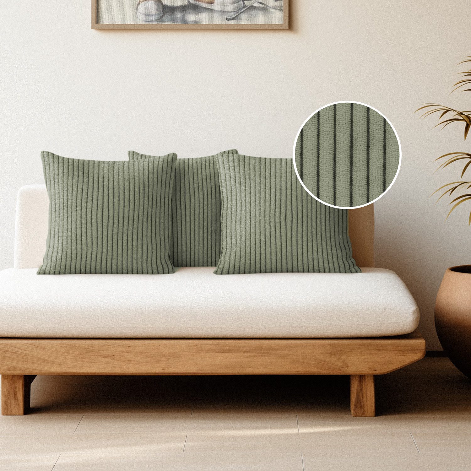 novely® Dekokissen 3er Set Dekokissen PORTO Cord-Optik Kissen Kissenbezug 4 günstig online kaufen