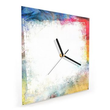 Primedeco Wanduhr Glasuhr Wanduhr Wandkunst Größe 30 x 30 cm mit Motiv Grunge Bild mit buntem Rand