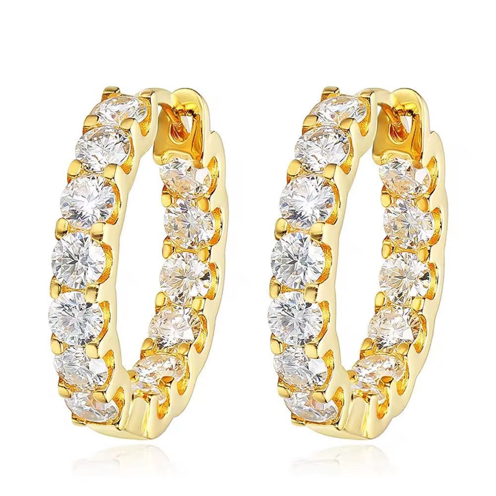 Runde Perlé Paar Creolen funkelnde Moissanit Creolen für Damen, 925 Sterlin günstig online kaufen