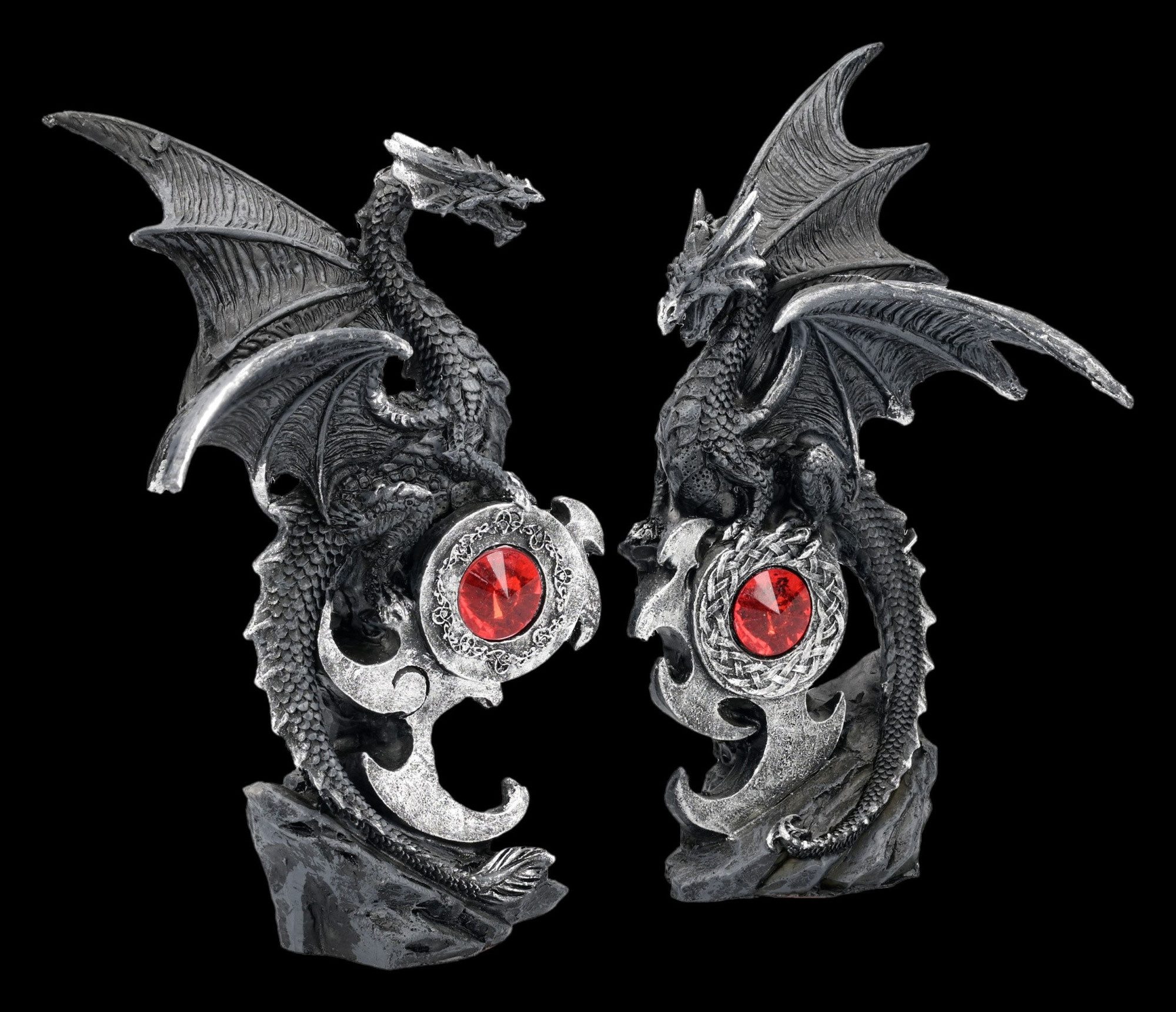 Figuren Shop GmbH Fantasy-Figur Drachen Figuren 2er Set Midnight Protectors Fantasy Sammler Dekofigur
