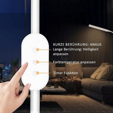 Nettlife LED Stehlampe Stehleuchte Schwarz Wohnzimmer LED Dimmbar 360° verstellbare Hals, Speicherfunktion und Timer,flimmerfrei und blendfrei, Memory Funktion, LED fest integriert, Dimmschalter, Schlafzimmer, Arbeitszimmer, Kinderzimmer