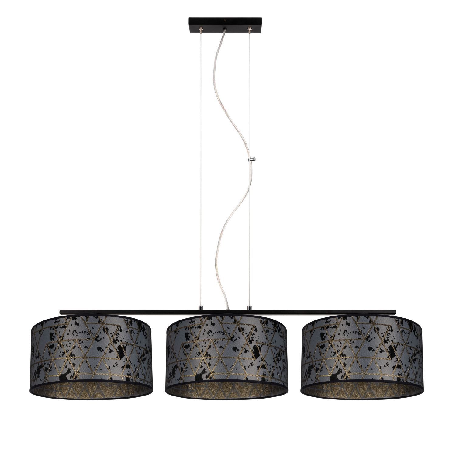 Licht-Erlebnisse Pendelleuchte BIRNO, ohne Leuchtmittel, Metall Stoff E27 H: max. 100 cm Schwarz Graphit 3-flammig länglich