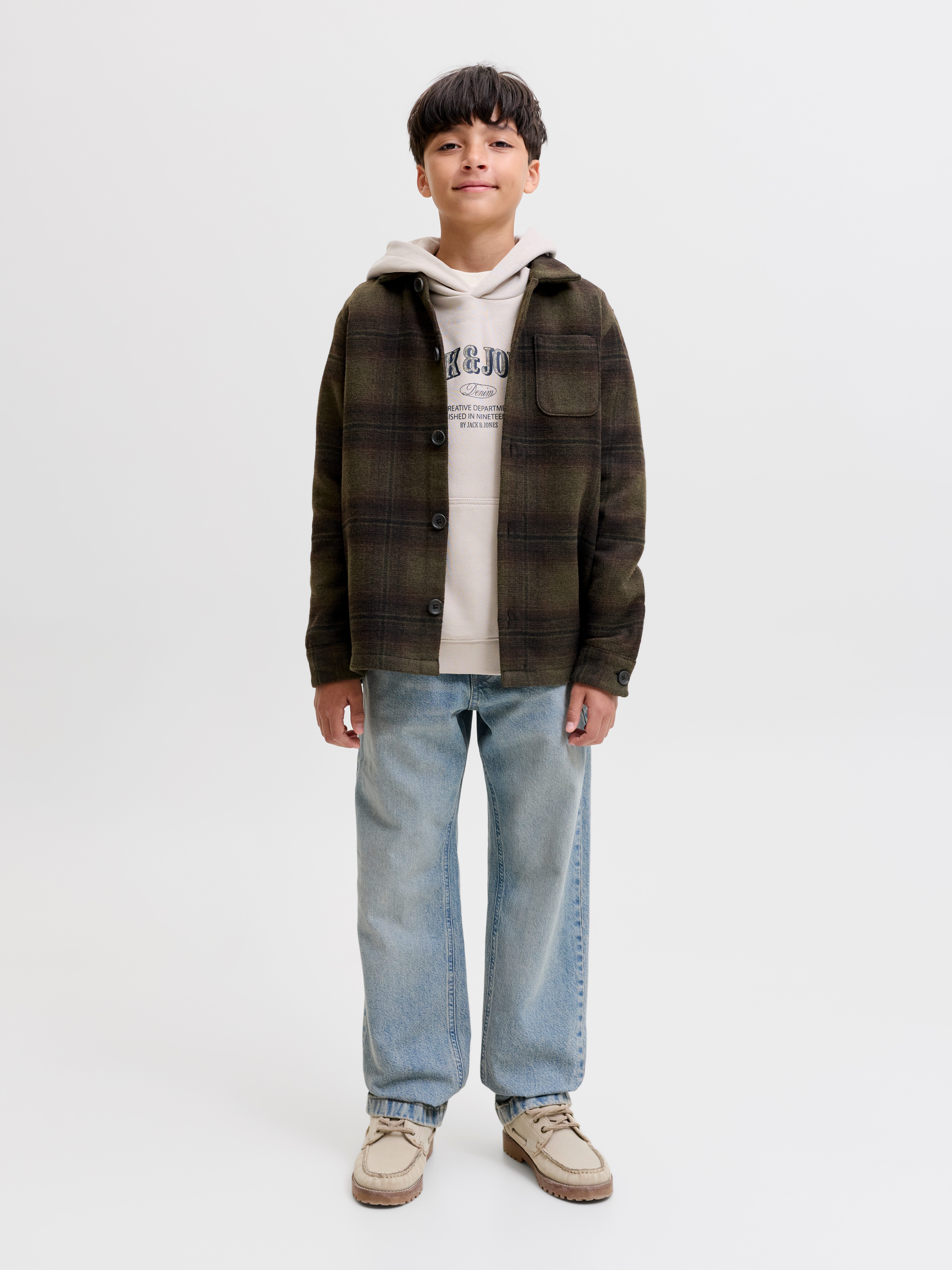 Jack & Jones Junior Langarmhemd JJESOHO OLLIE OVERSHIRT LS SN JNR Materialmix, locker geschnitten – Bild 5 von 5
