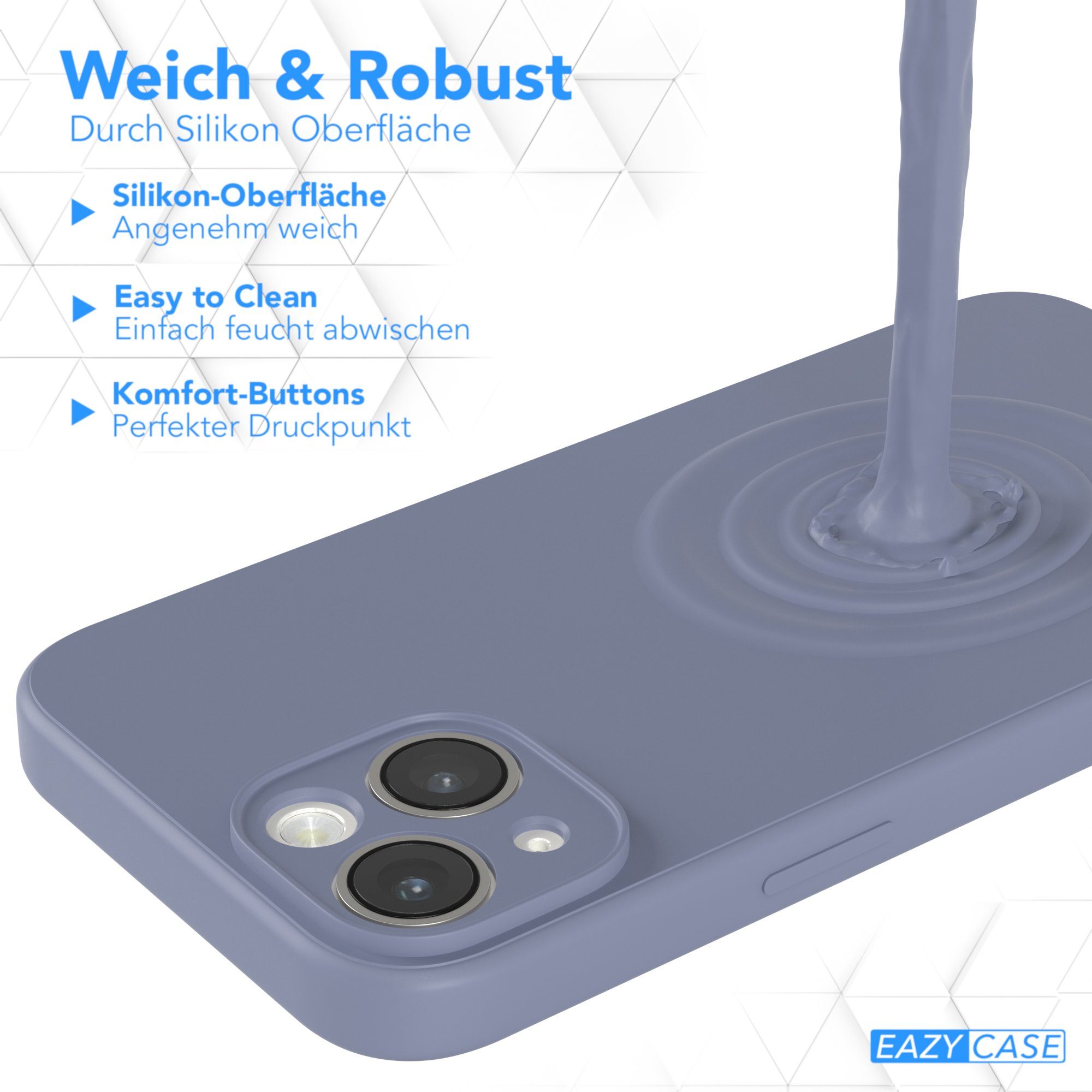 EAZY CASE Handyhülle für Apple iPhone 14 Hülle Silikon 6,1 Zoll, Silikon Schutzhülle mit Kameraschutz Matt Back Cover Soft Eis Blau – Bild 5 von 5