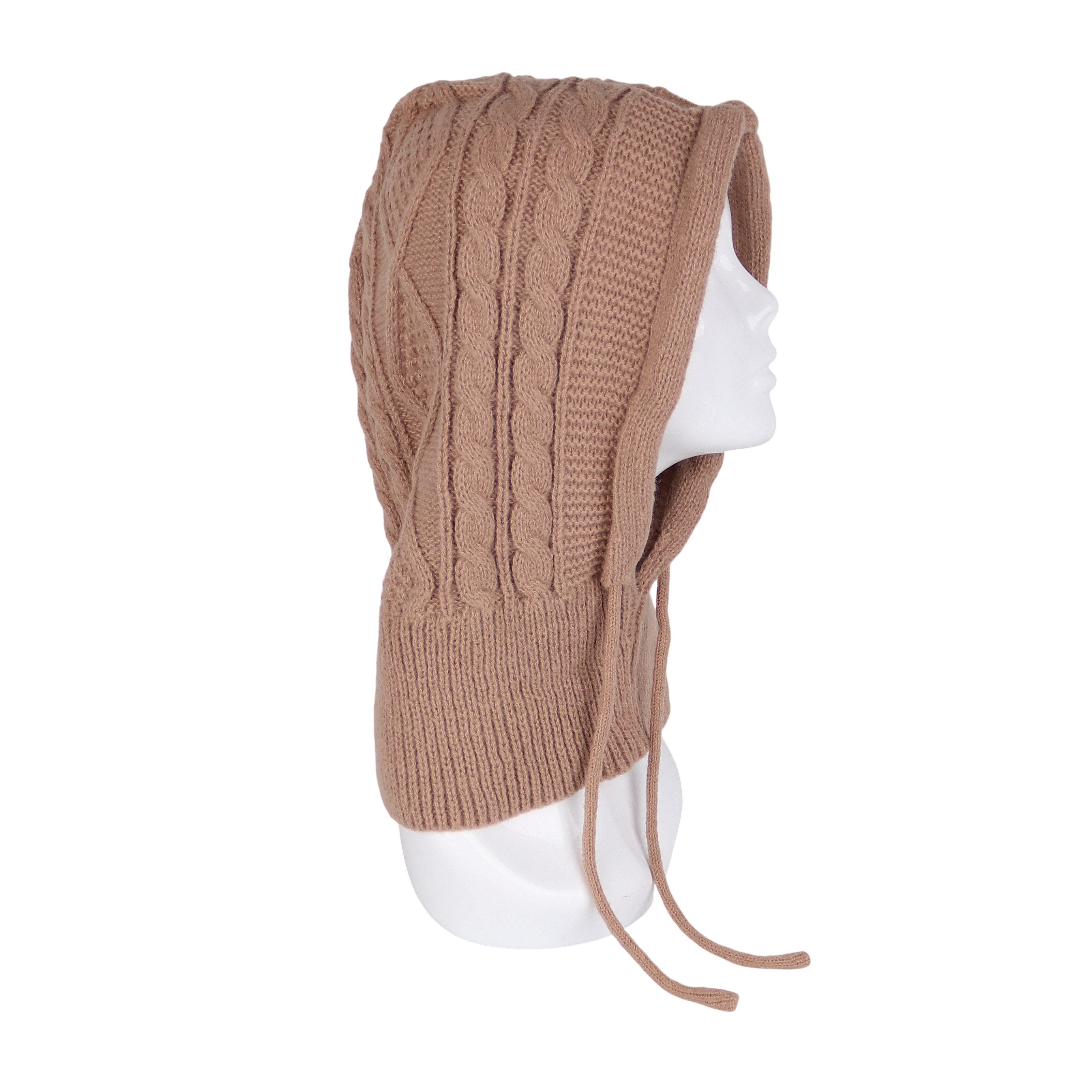 MIRROSI Strickmütze Damen BALACLAVA mit Zopfmuster oder Unifarben Wintermüt günstig online kaufen