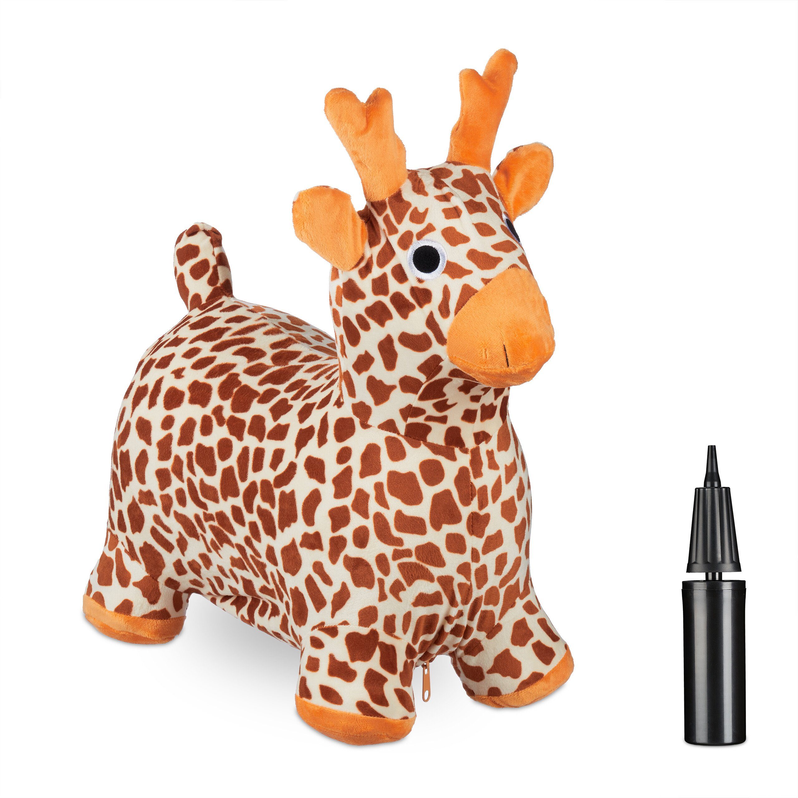 relaxdays Hüpftier Giraffe mit Bezug, (4-tlg)