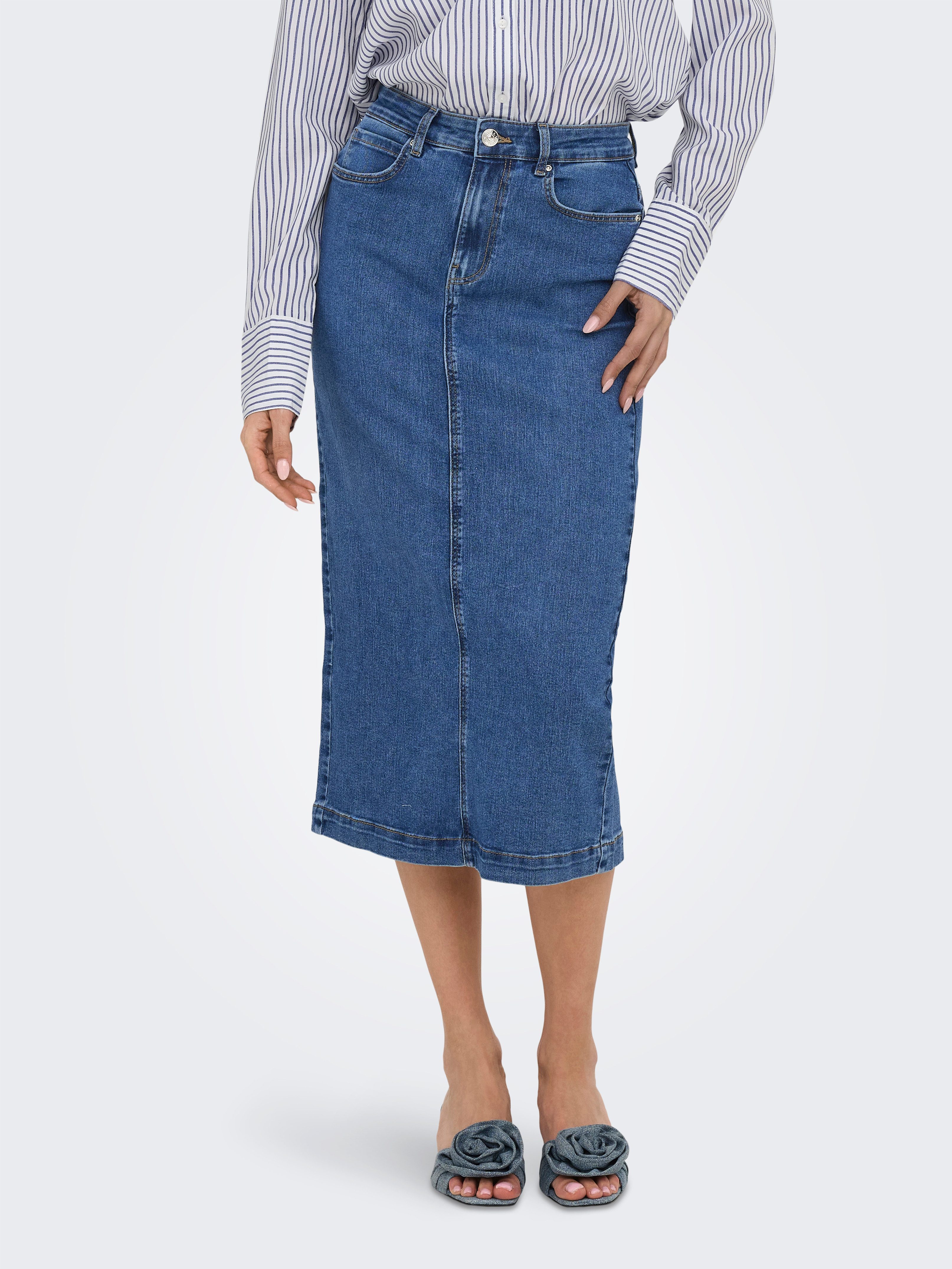 Jeansrock ONLWONDER MIDI BACK SLIT SKIRT PIM DNM