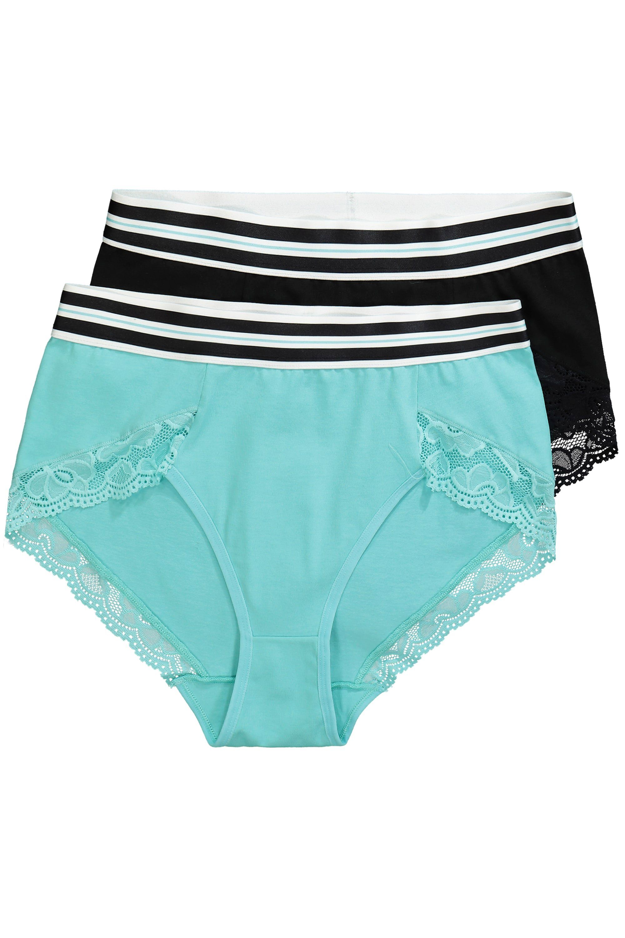 Ulla Popken Slip Midislips 2er-Pack Spitzen-Einsätze