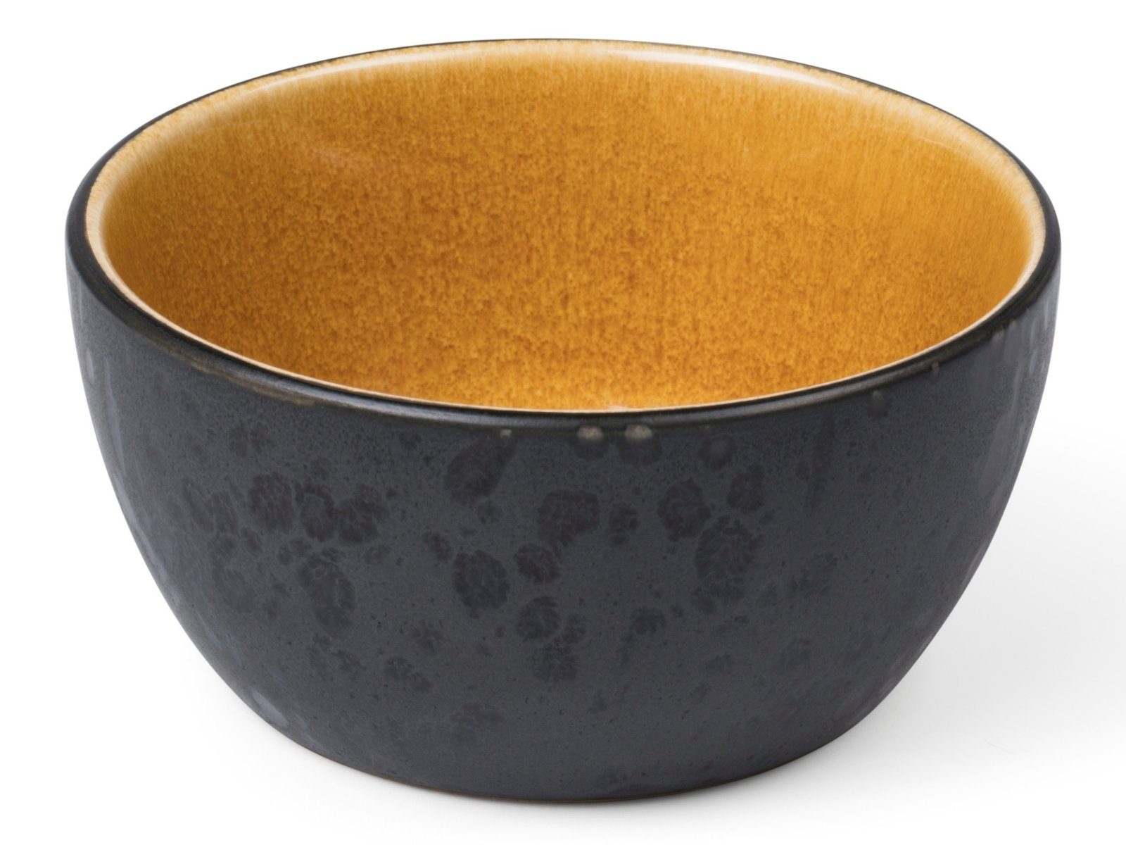 Bitz Schale Bowl matt black / shiny amber 10 cm, Steinzeug, (Bowls), Schale 10 cm Steinzeug Schwarz/Amber