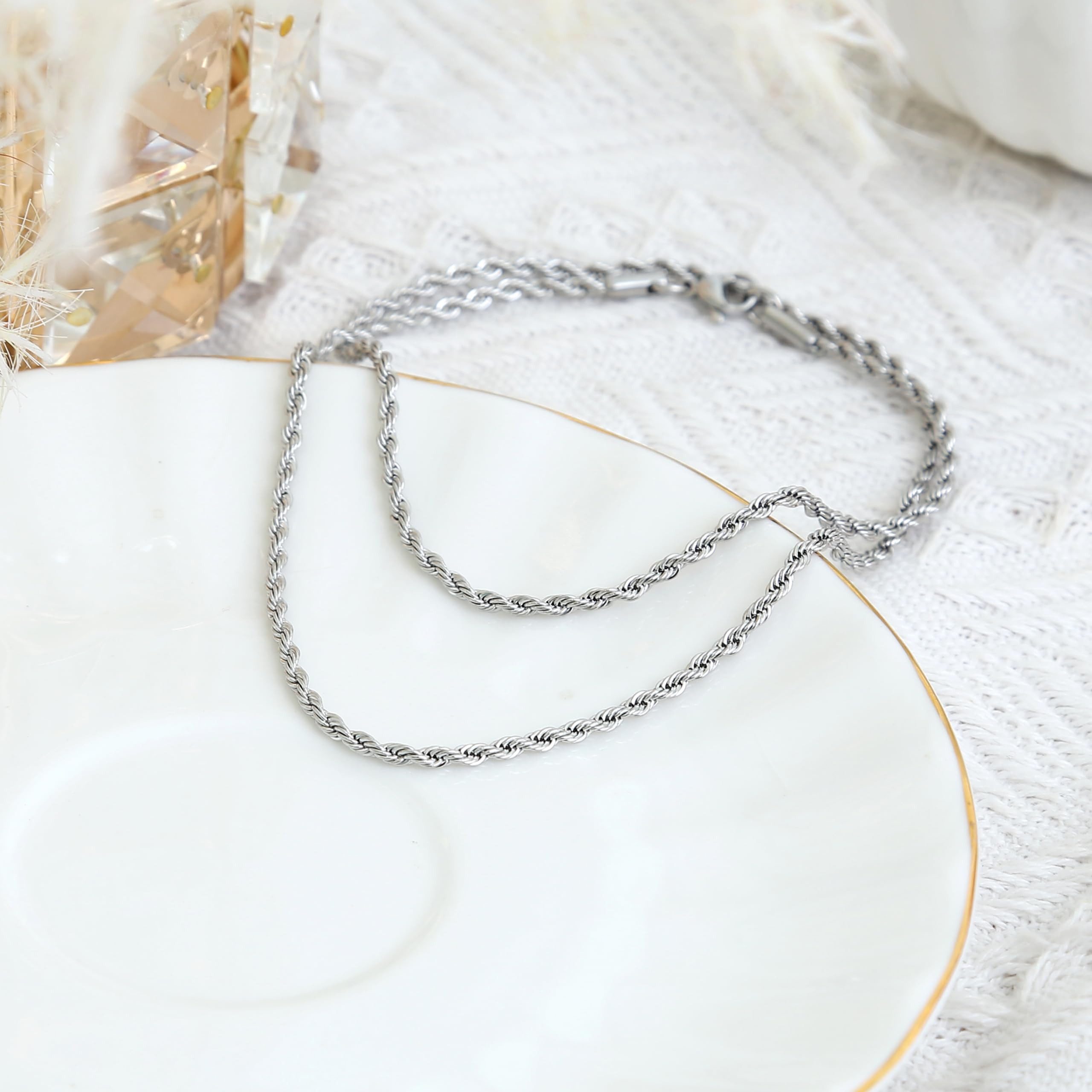 Made by Nami Silberkette Gekordelte Edelstahlkette für Herren 50 cm Lang, W günstig online kaufen