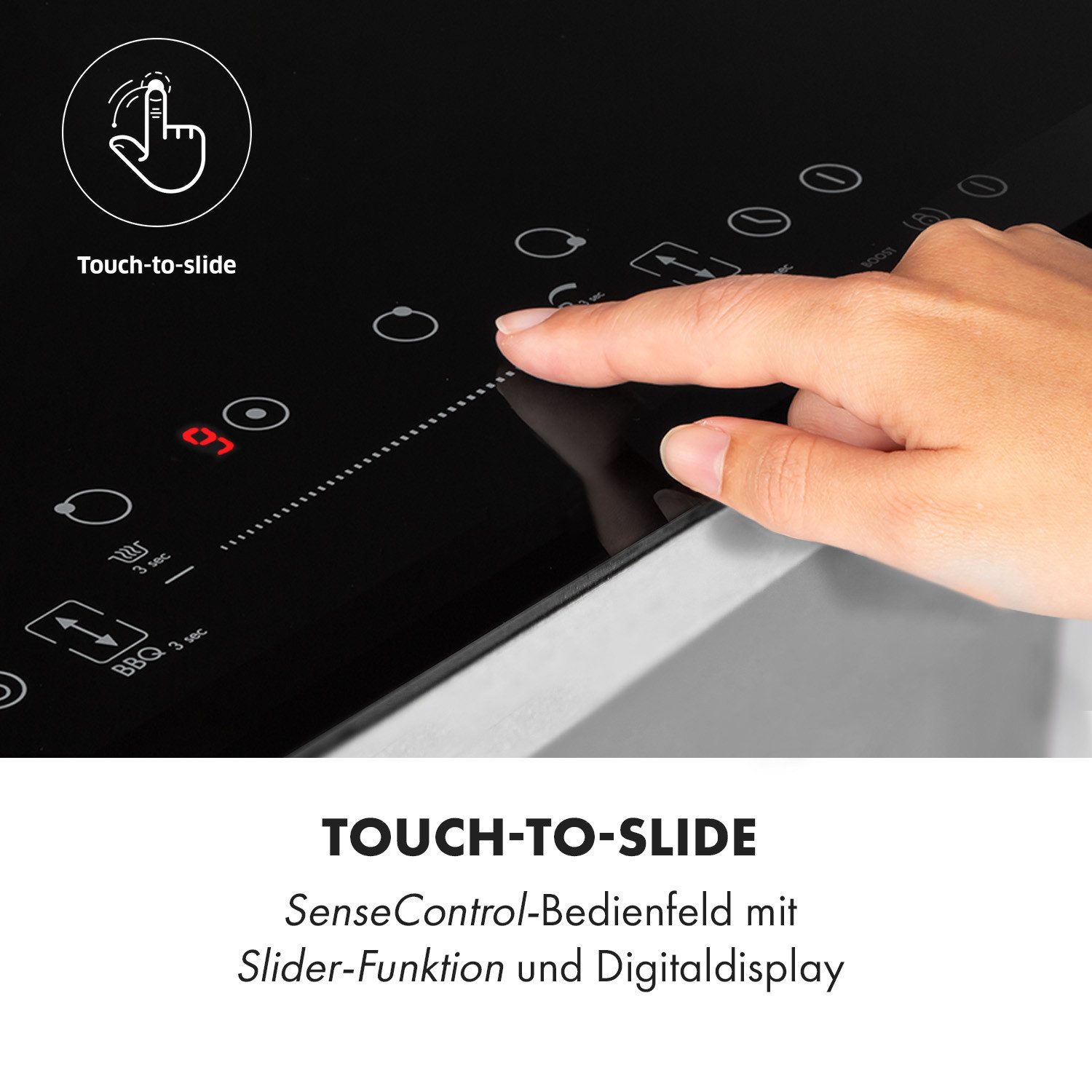 Klarstein Induktions-Kochfeld Delicatessa 90 Flex, Einbau Induktionsherd autark 5 Kochfelder Platten Induktionskochfeld