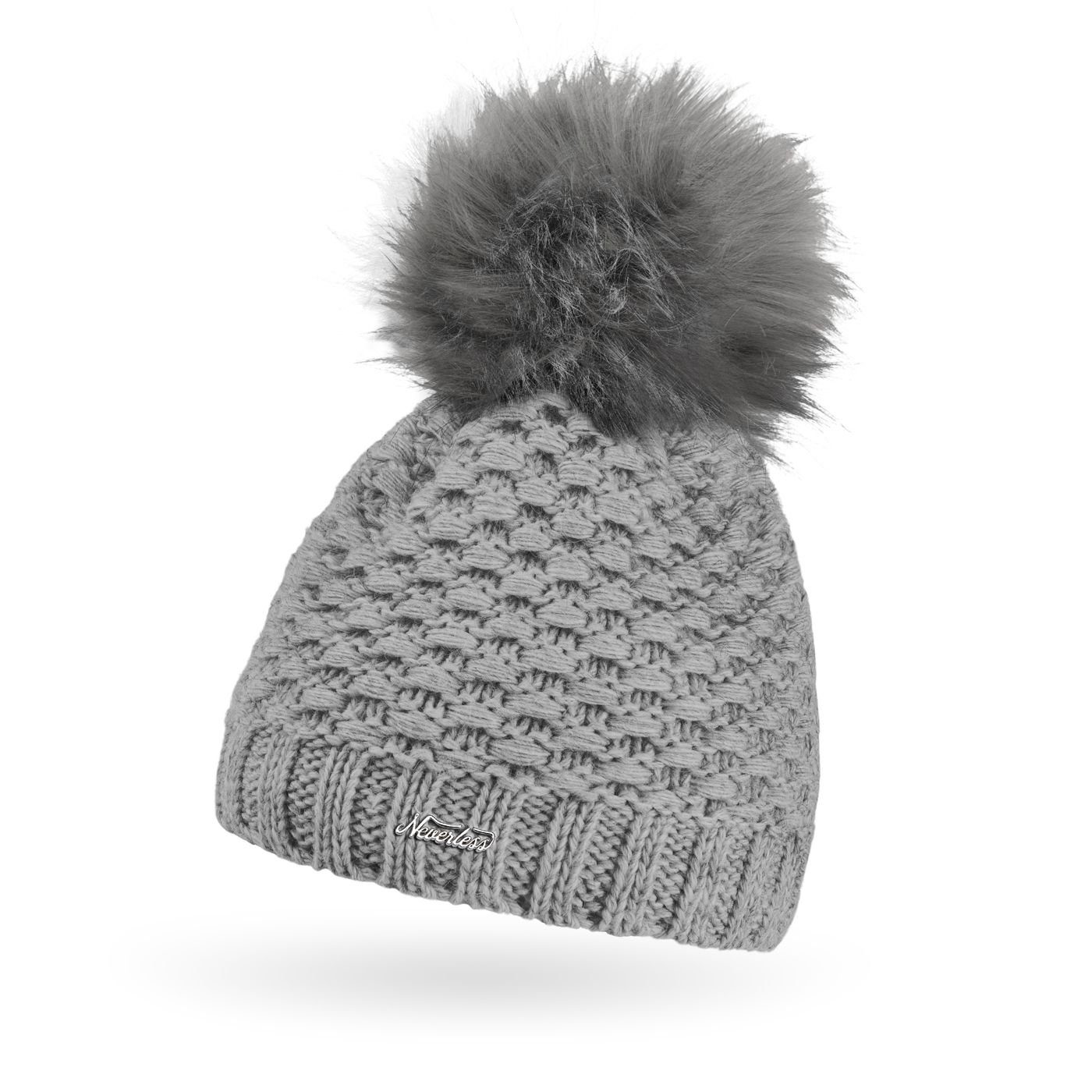 Neverless Bommelmütze Damen Winter-Mütze Strick Fleecefutter günstig online kaufen