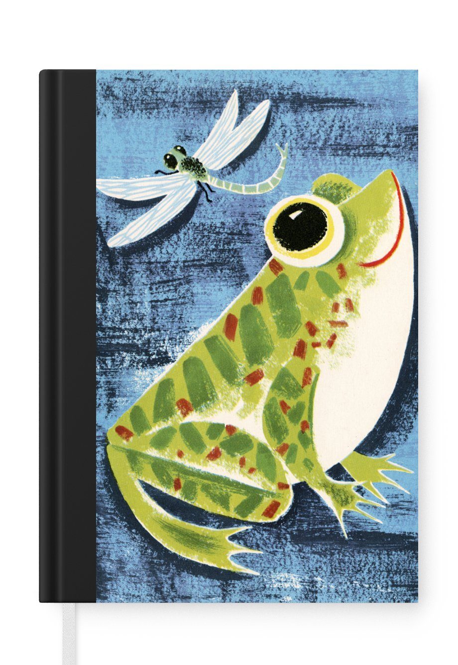 MuchoWow Notizbuch Frosch - Libelle - Blau, Journal, Merkzettel, Tagebuch, Notizheft, A5, 98 Seiten, Haushaltsbuch