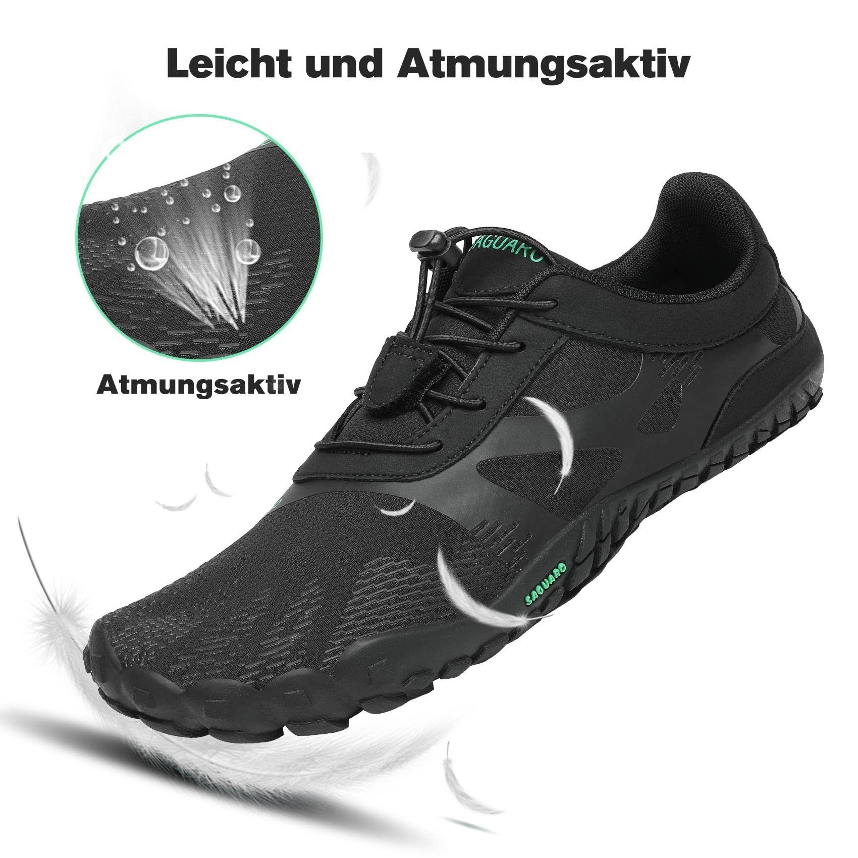SAGUARO Barfußschuh (bequem, leicht, Laufschuhe Minimalschuhe atmungsaktiv, Jogging Schwarz Trail-Running rutschfest) Sneaker Sport-Schuhe 054