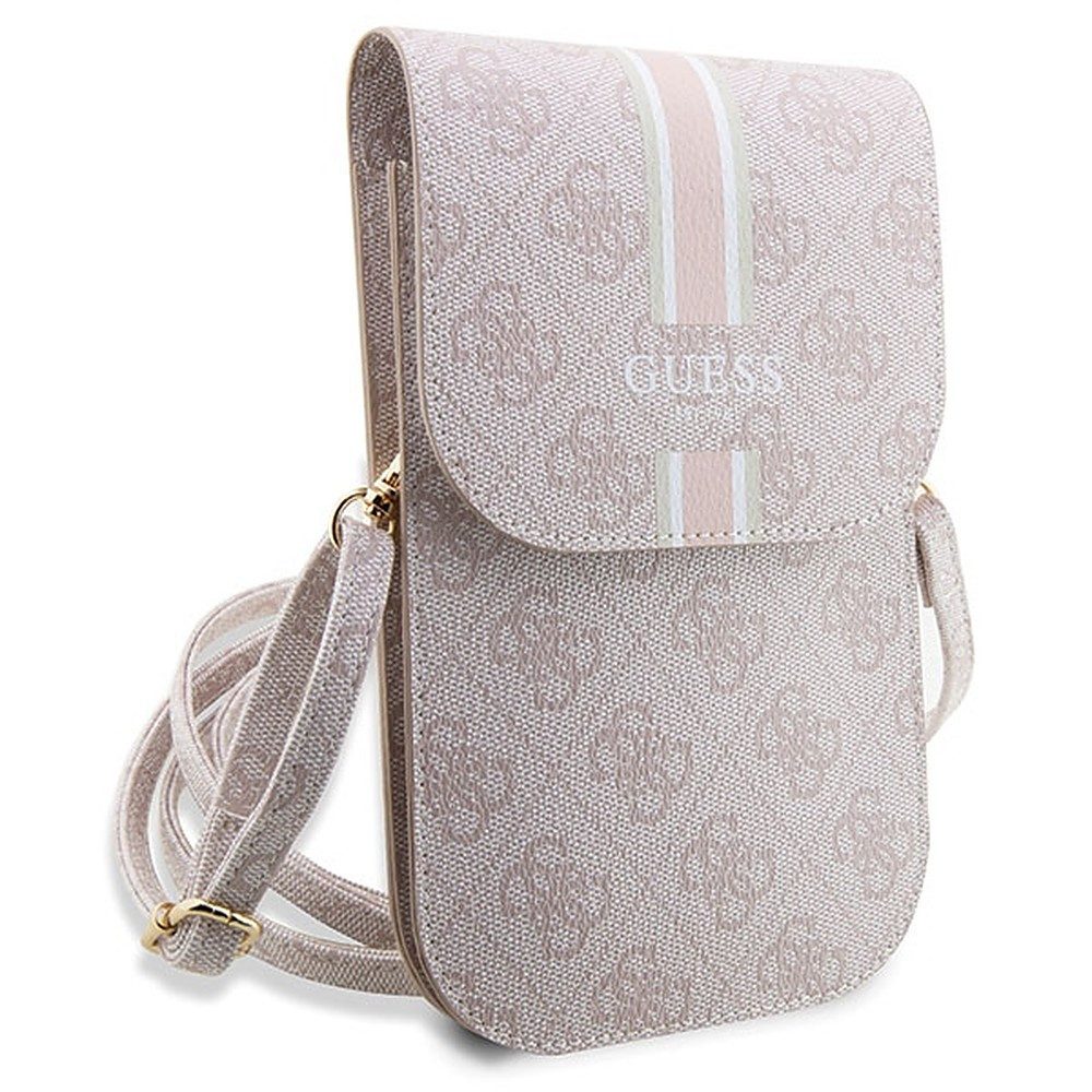 Guess Handytasche Umhängetasche Schultertasche Smartphonetasche (Spar-Set, 1-tlg., 5 x 2 cm elegant, 19 x 11), abnehmbarer Schultergurt, 4G-Print, Goldbeschläge