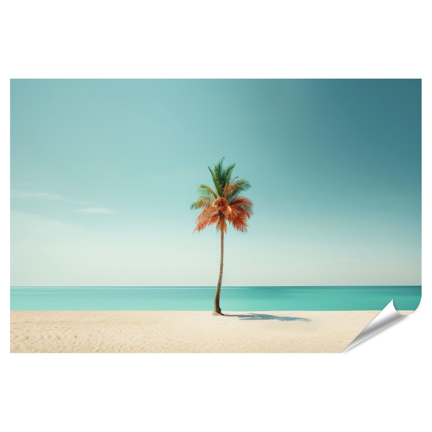 Poster Tropische Palmen an sonnigem Strand unter türkisblauem Himmel - Urlaub