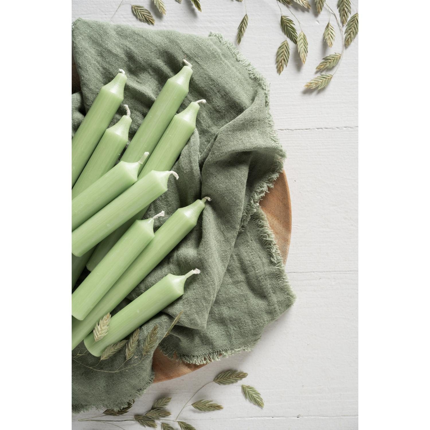 Ib Laursen Tafelkerze Ib Laursen Stabkerze Rustikal Staubig Grün (11cm) günstig online kaufen