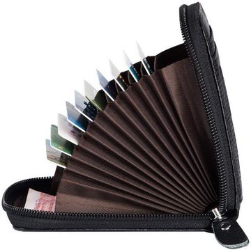 Alster Herz Geldbörse Damen kleine portemonnaie Echtleder, mit 10 Fächern und Münzfach H0380, RFID-Schutz und mit Reißverschluss