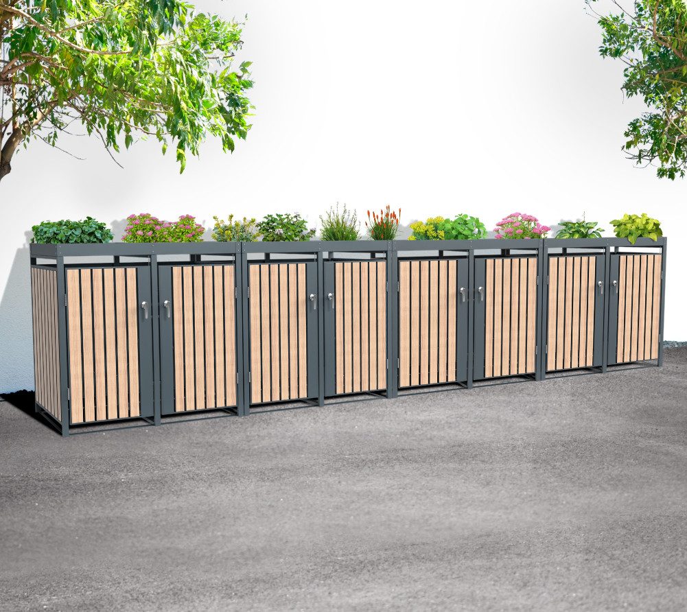 Thumbnail - WESTMANN Mülltonnenbox Planta (1 St), Platz für 8 Mülltonnen je 140/240 L, LxBxH 84x528x124 cm