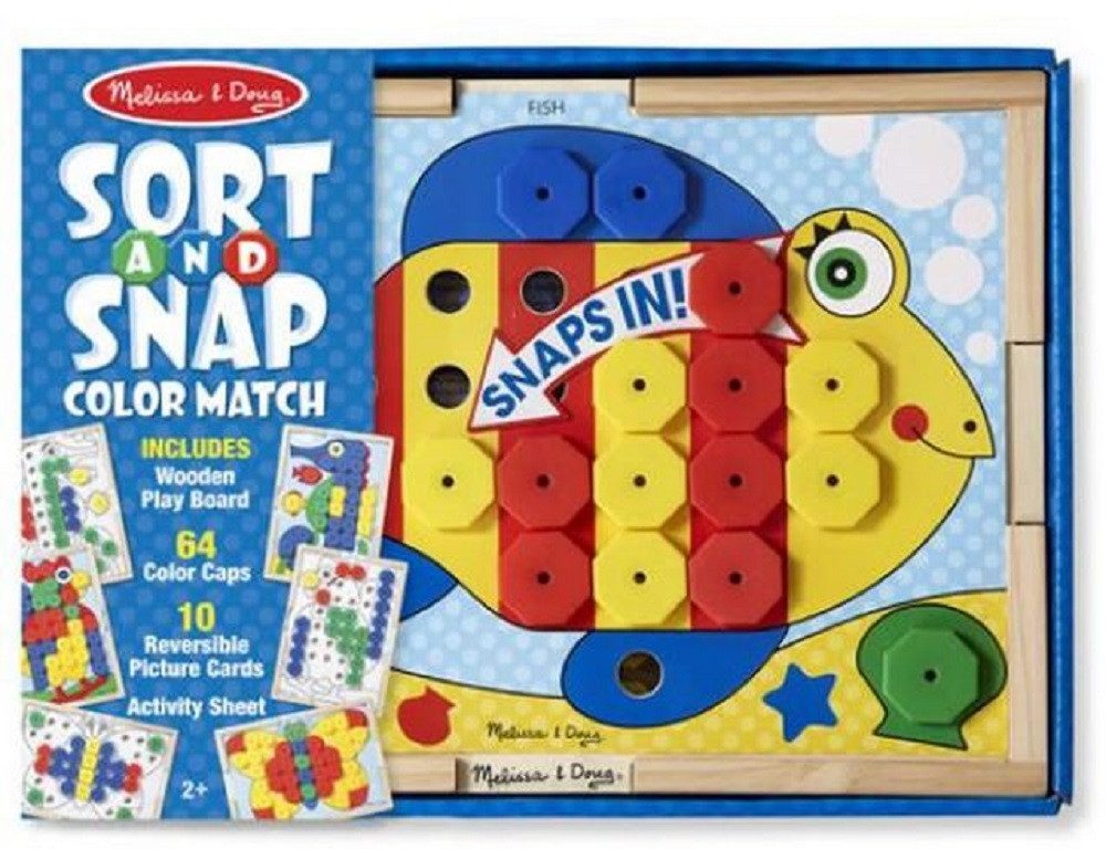 Melissa & Doug Lernspielzeug Kinder Farbsortierspiel mit Schnappkappen / Feinmotorik / Farbenlehre, Sort and snap colour / Ideal als Geschenk