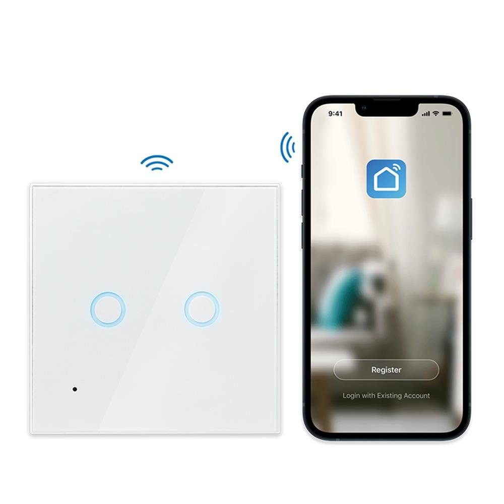 Wi-Fi Wandschalter Smarter Tuya kompatibel Smart Home Smart Lichtschalter, LogiLink