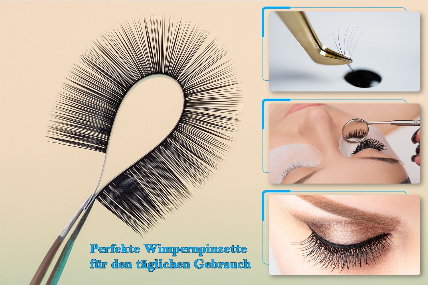 SMI Präzisionspinzette 8-tlg Wimpern Pinzette Wimpernverlängerung Wimpernpinzette mit Etui, gebogen und gerade