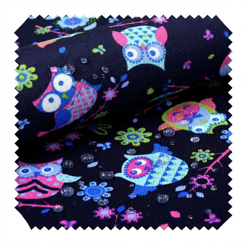 novely® Stoff OXFORD 210D D8 Eule Navy Pink Printstoff Outdoor, Wasserabweisend, Outdoor, Meterware, 1lfm