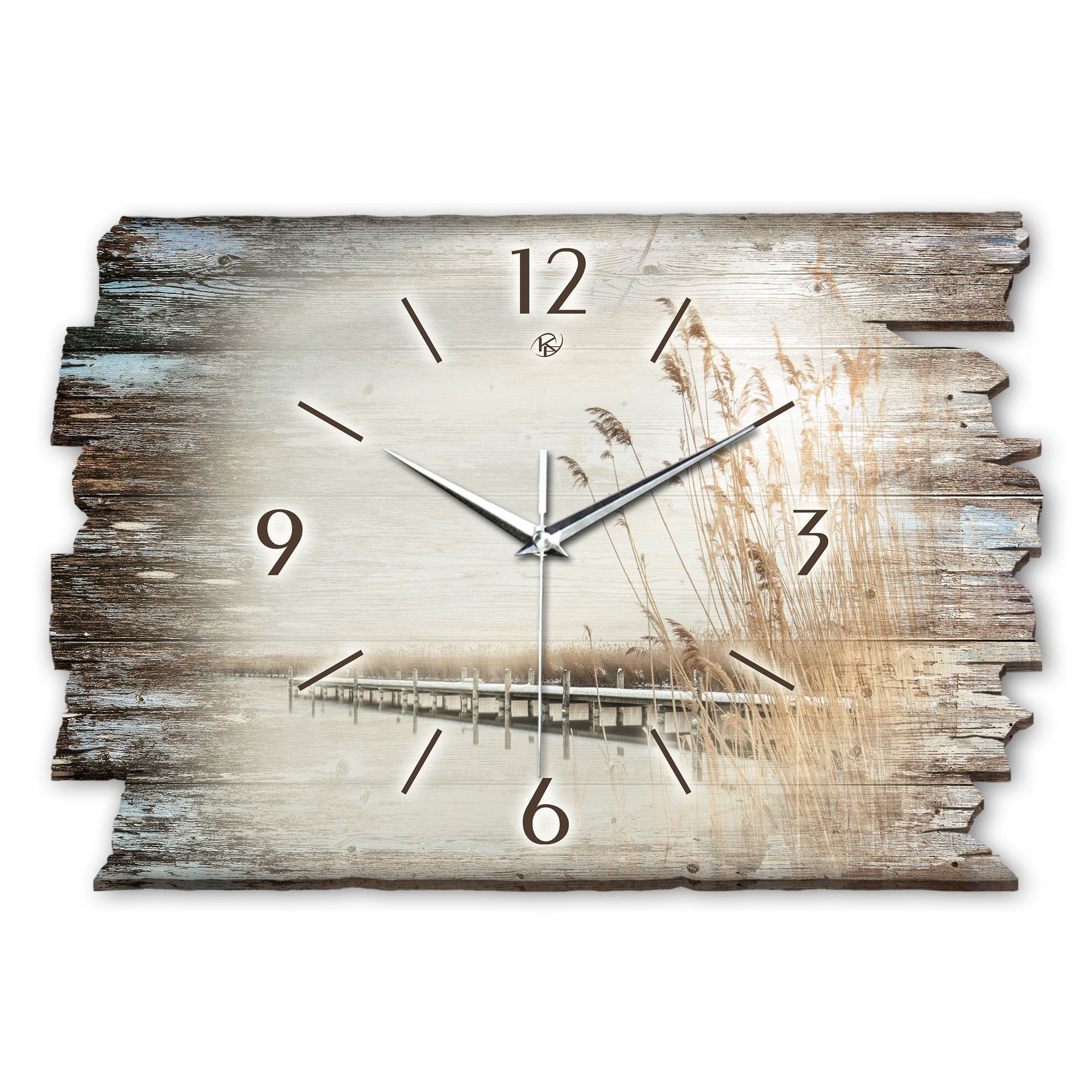 Kreative Feder Wanduhr Design-Wanduhr „Steg“ aus Holz im Shabby Style Desig günstig online kaufen