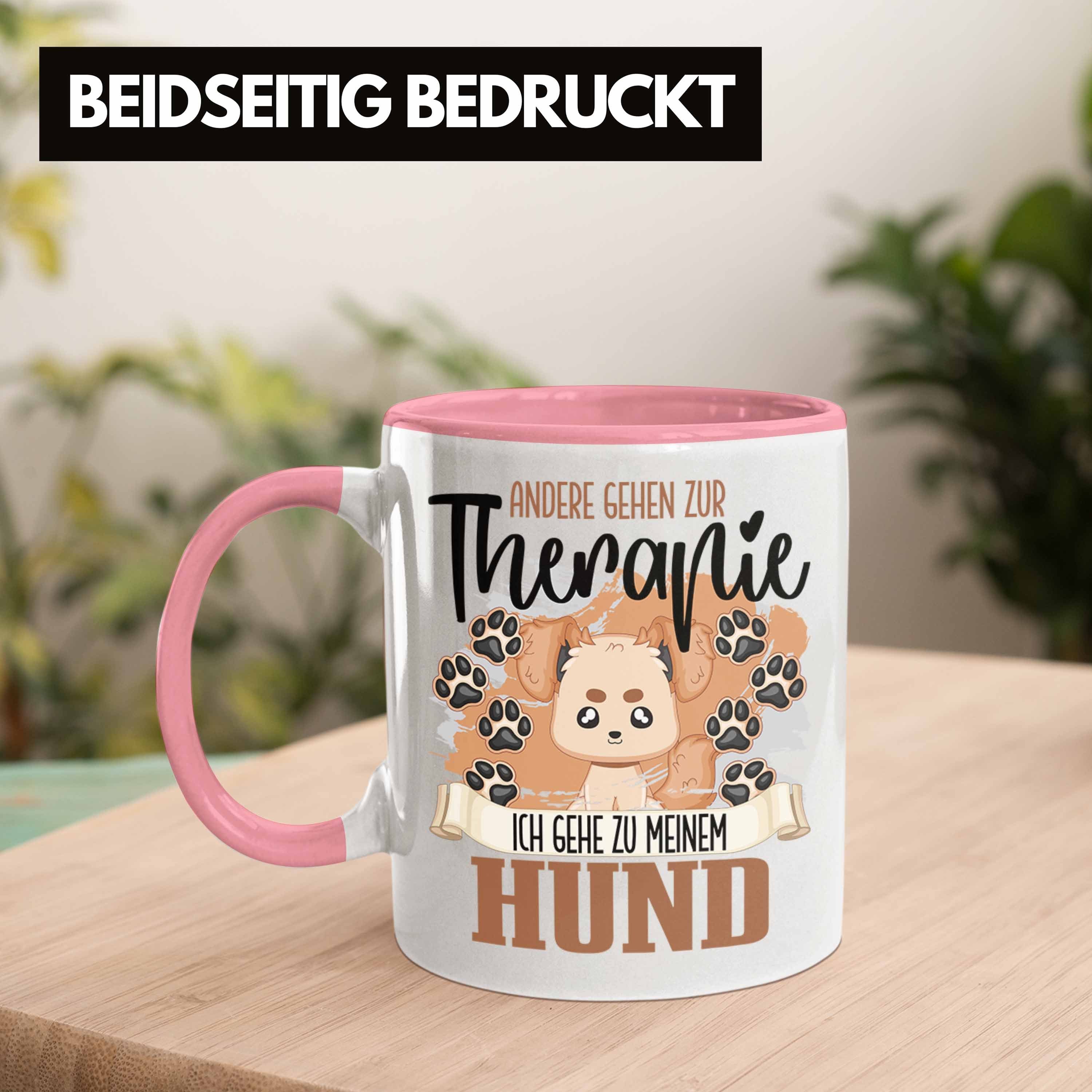 Hunde Therapie - Mama Tasse für Rosa Hund Trendation Papa Trendation Geschenk Besitzer Tasse