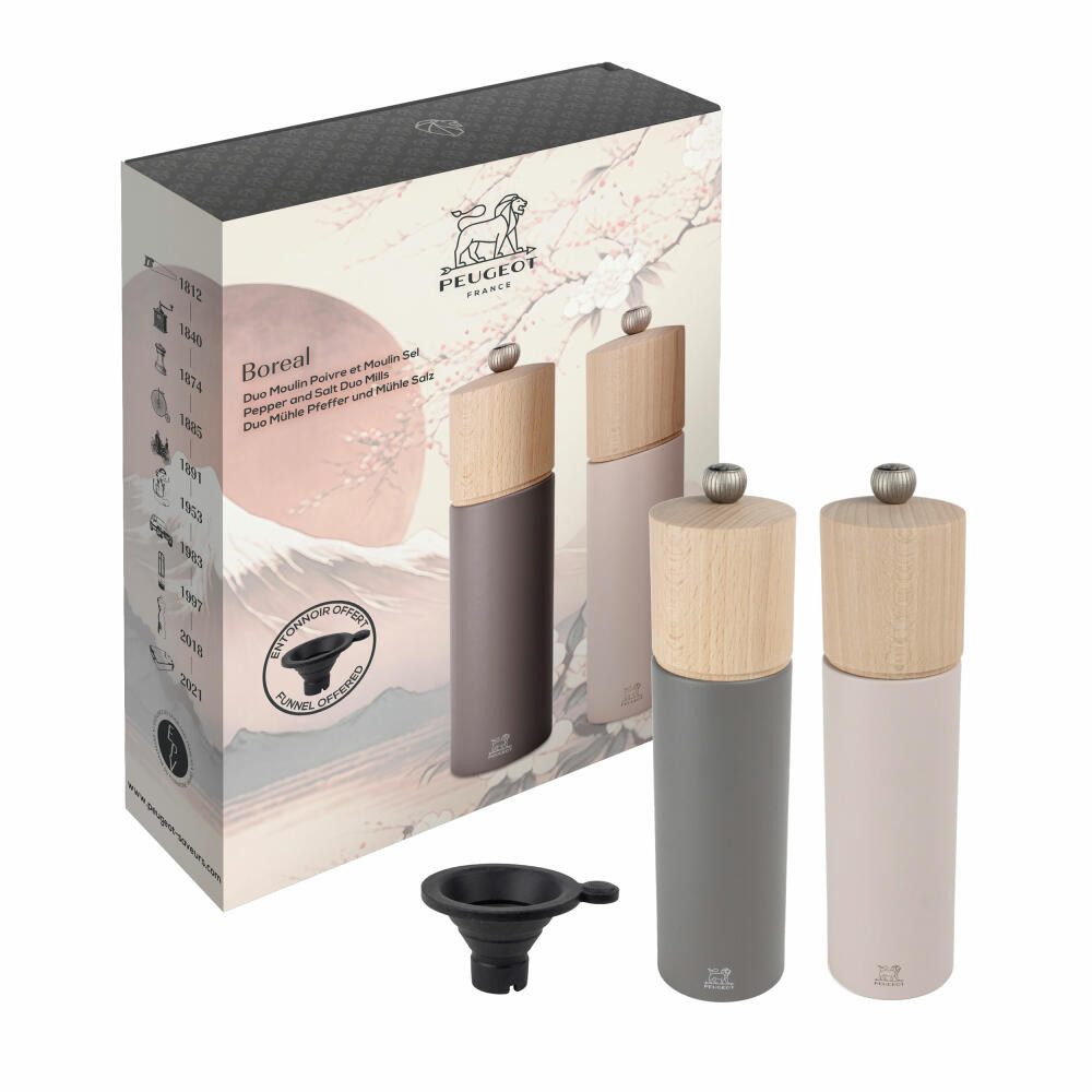 PEUGEOT Salz-/Pfeffermühle Geschenkset BOREAL 22cm Pfeffermühle Felsgr Manuell