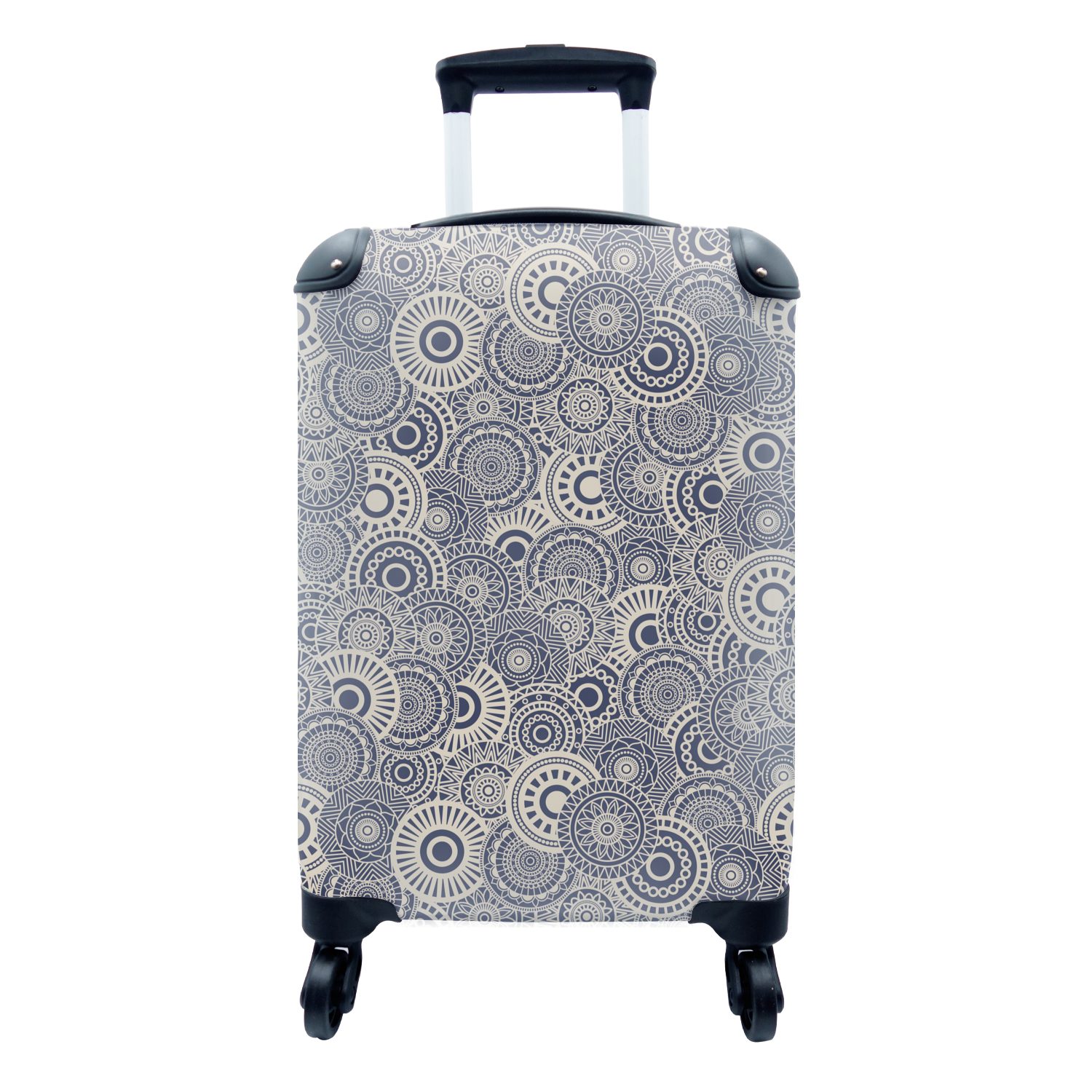 MuchoWow Handgepäckkoffer Mandala - Blau mit Reisetasche Reisekoffer - Muster, Handgepäck 4 Trolley, für Ferien, Rollen, rollen