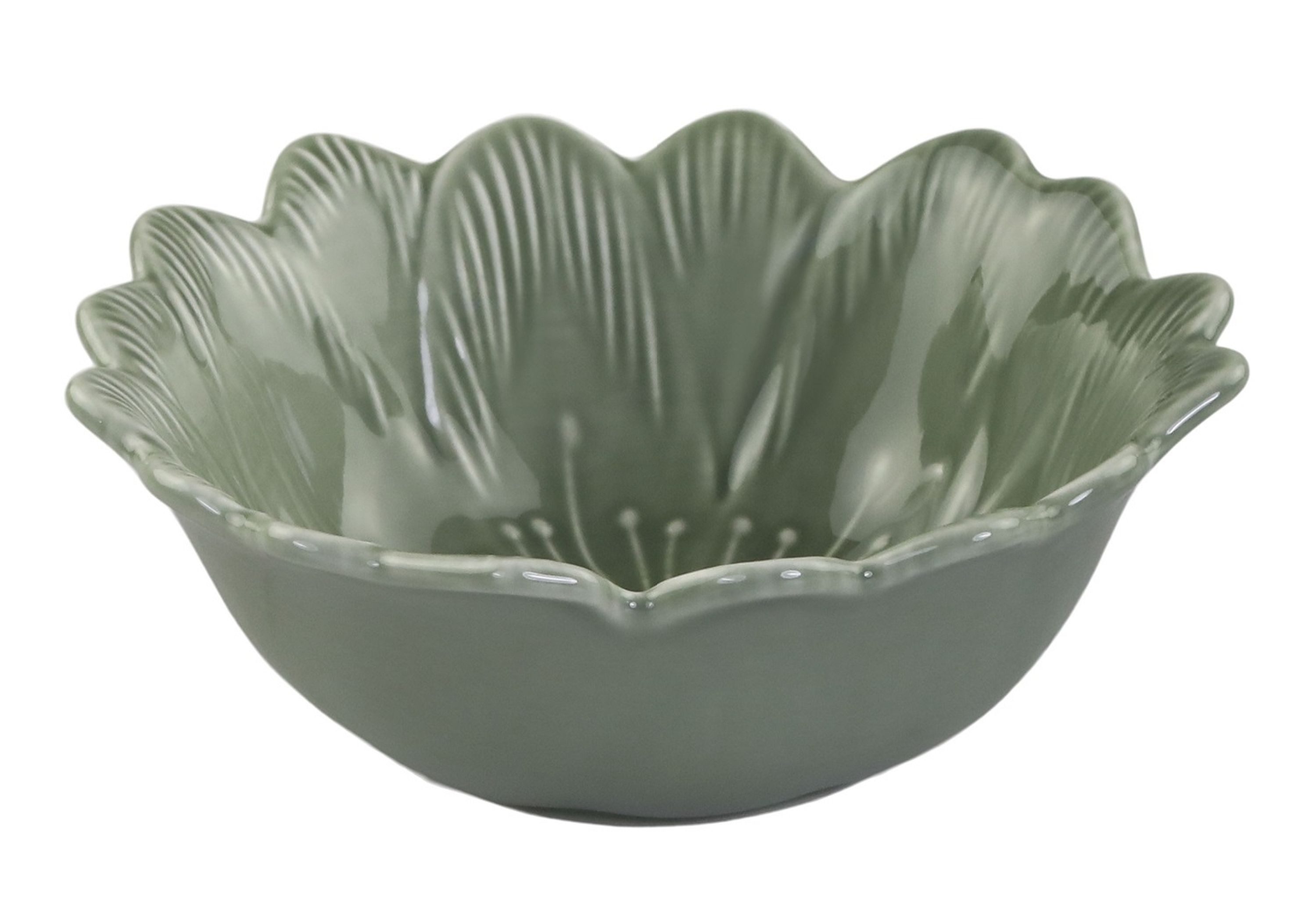 Schüssel Chic Antique - Schüssel Schale 400 ml Porzellan D 15cm Blumeform Grün