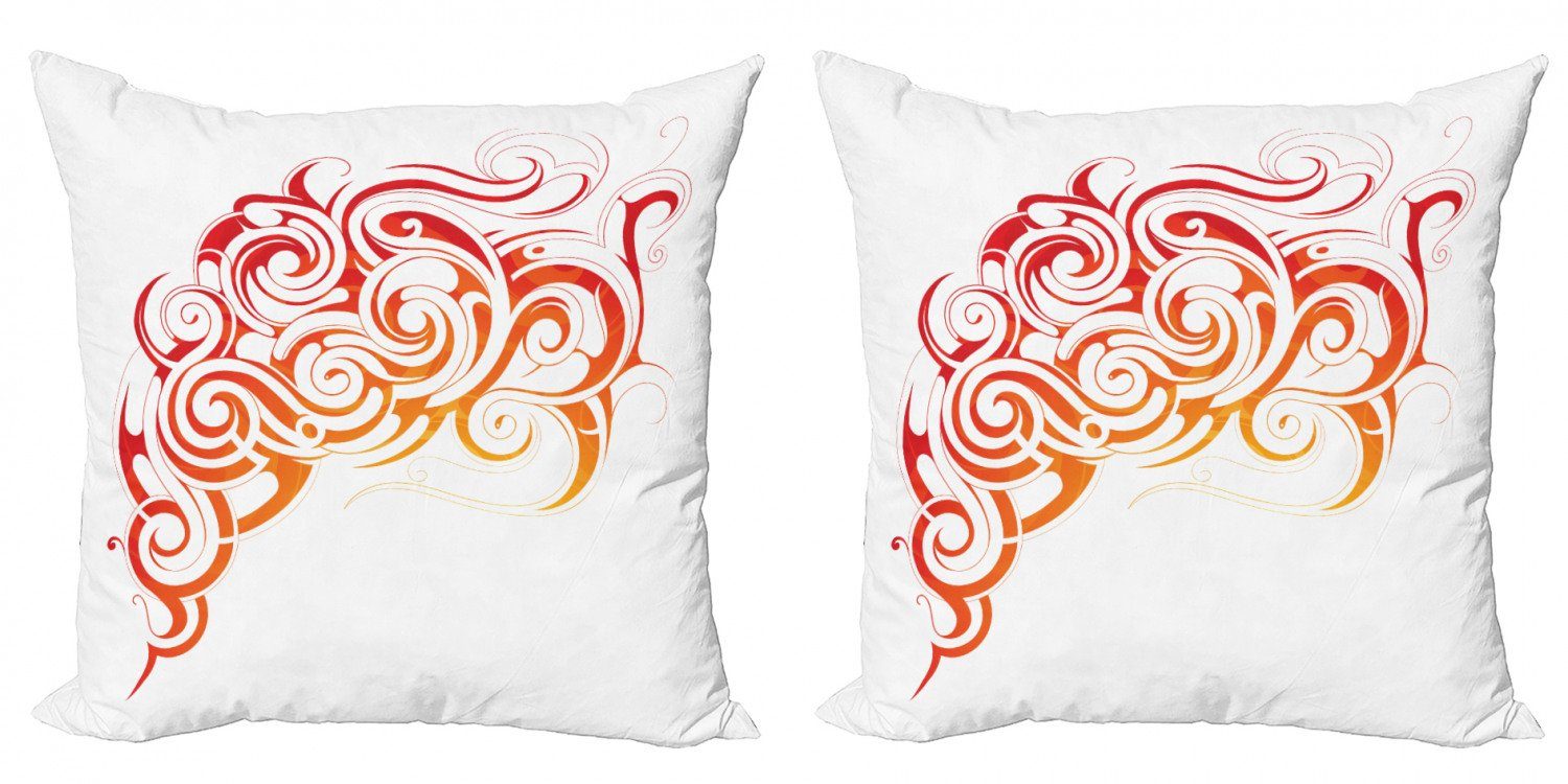 Kissenbezüge Modern Accent Doppelseitiger Digitaldruck, Abakuhaus (2 Stück), Rauch Orange-Töne Abstrakt Curls