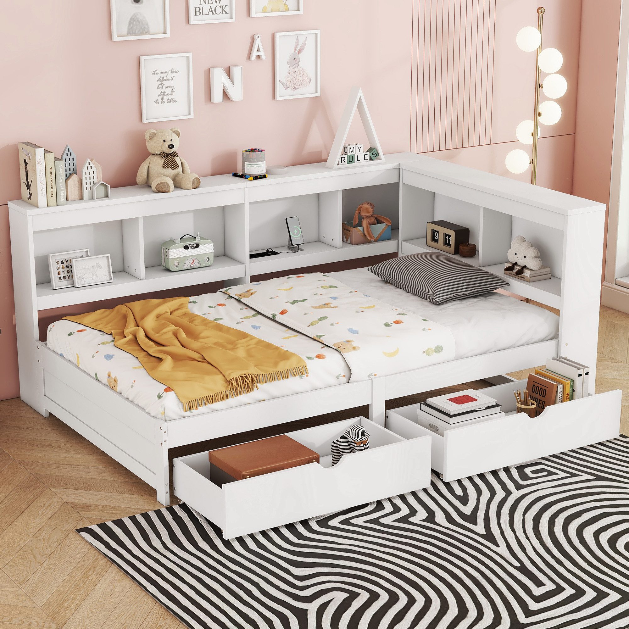 OKWISH Kinderbett Tagesbett Schlafsofa Stauraumbett Daybett günstig online kaufen