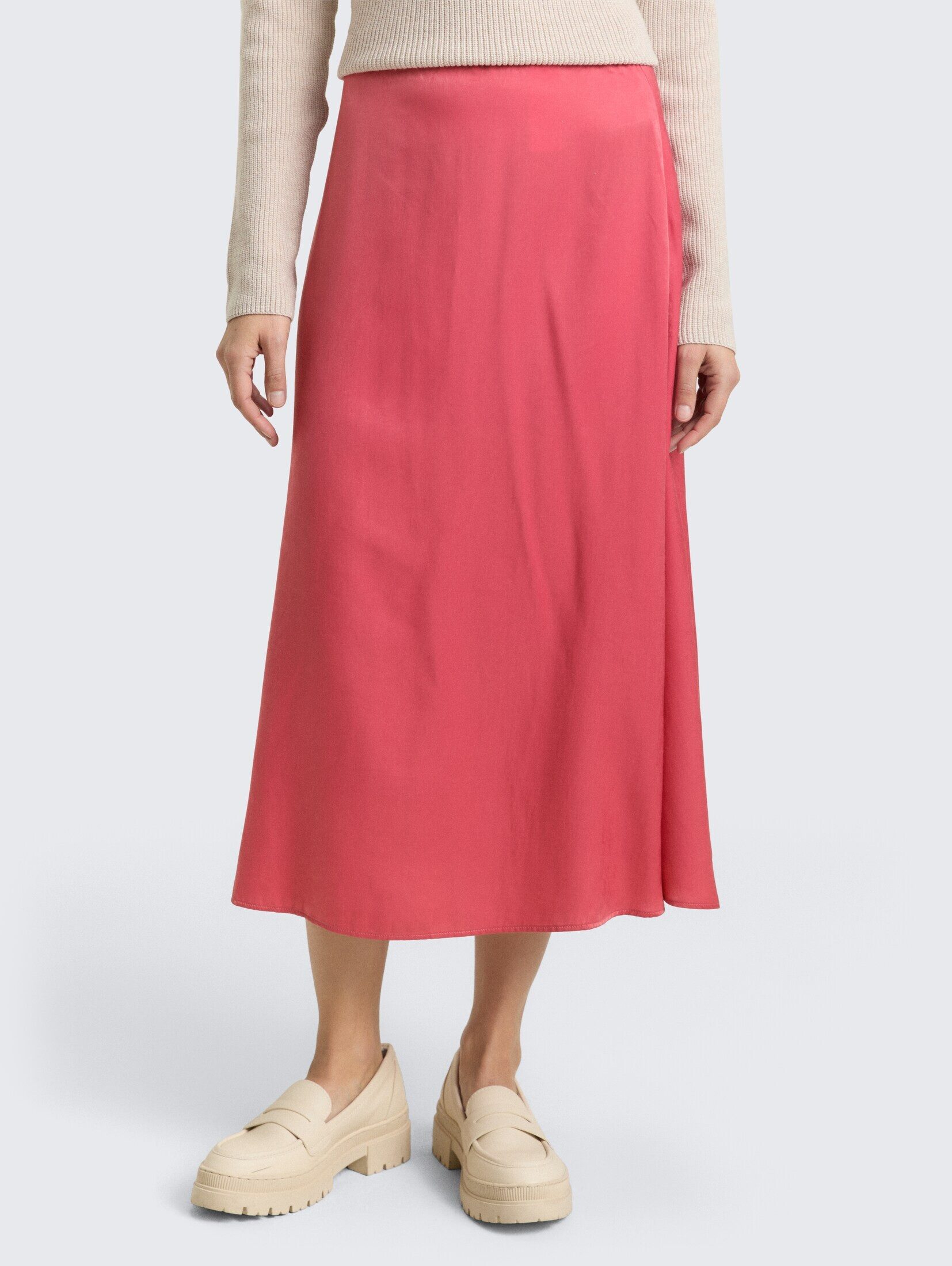 TOM TAILOR Sommerrock Röcke High Waist Satin Midi-Rock