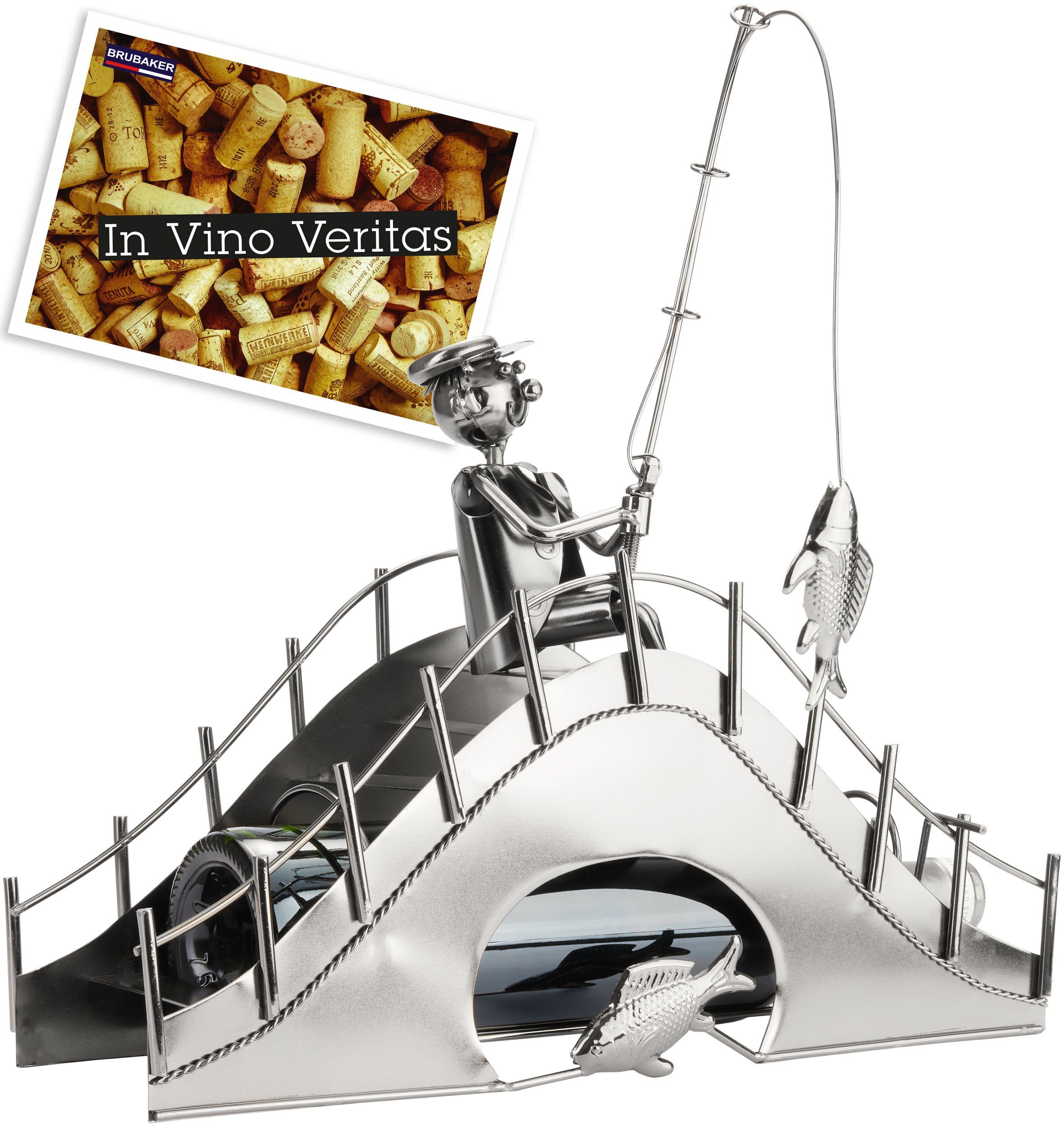 BRUBAKER Weinflaschenhalter Angler auf einer Brücke, (inklusive Grußkarte), günstig online kaufen